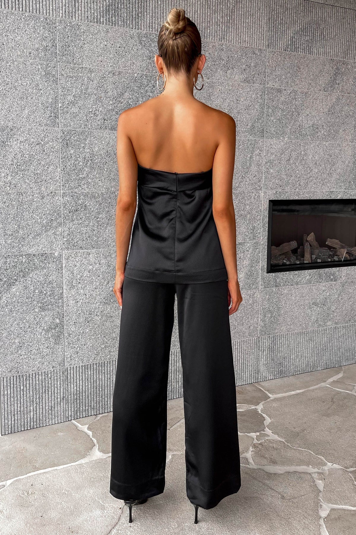 Donnatella Pants, BLACK, BOTTOMS, HIGH WAISTED, HIGH WAISTED PANTS, new arrivals, PANTS, POLYESTER, WIDE LEG, , -MISHKAH