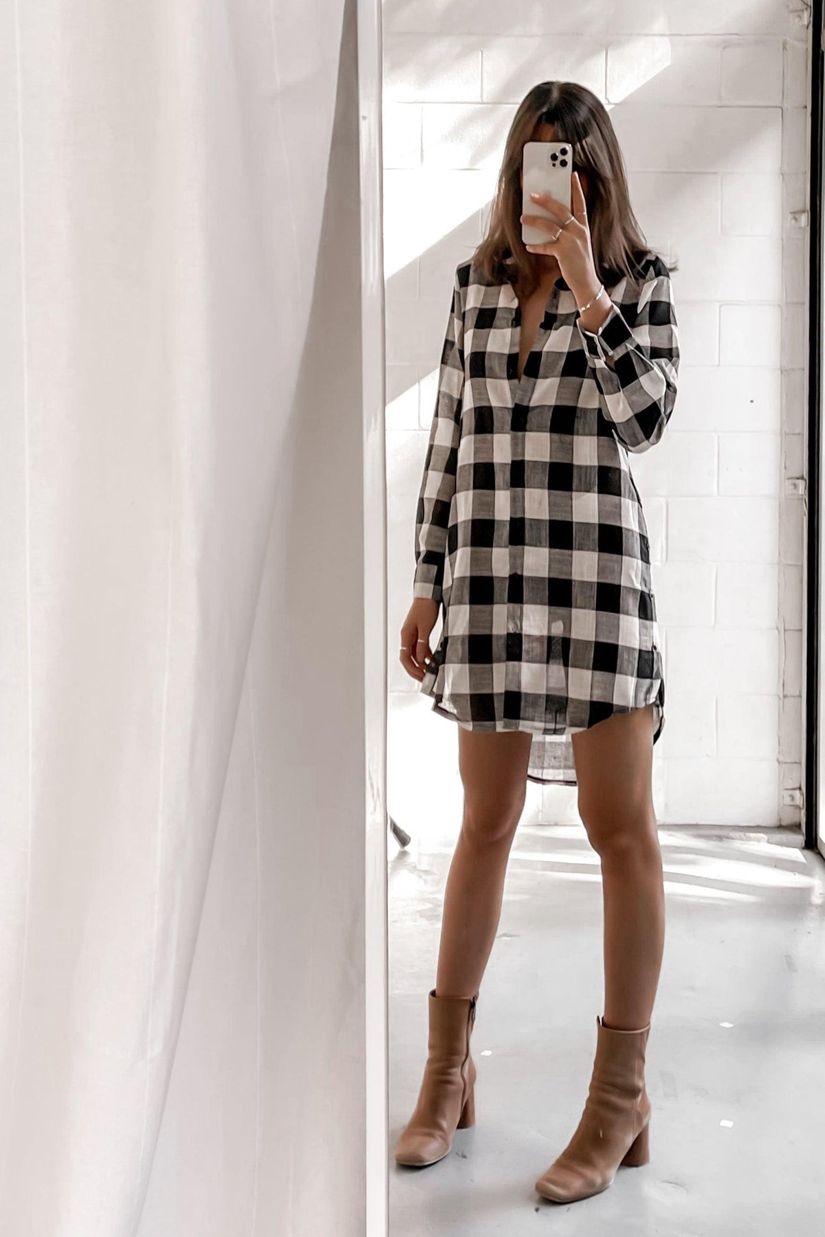 Eaton Dress, BLACK, BLOUSE, BUTTON UP, CHECK, DRESS, GREY, LONG SLEEVE, Eaton Dress only $60.00 @ MISHKAH ONLINE FASHION BOUTIQUE, Shop The Latest Women&#39;s Dresses - Our New Eaton Dress is only $60.00, @ MISHKAH ONLINE FASHION BOUTIQUE-MISHKAH