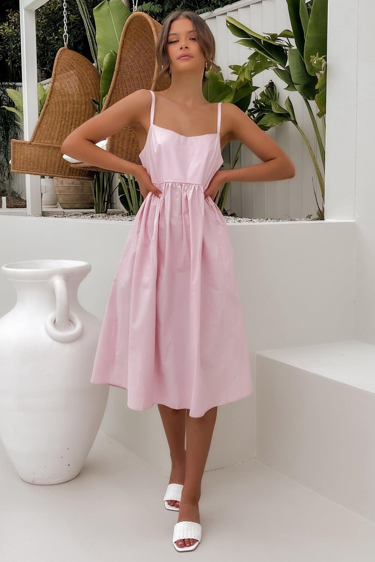 Ebbia Dress, BAGGY, COTTON, DRESS, DRESSES, ELASTANE, LACE UP, MIDI DRESS, PINK, Sale, TIE UP, Ebbia Dress only $61.00 @ MISHKAH ONLINE FASHION BOUTIQUE, Shop The Latest Women&#39;s Dresses - Our New Ebbia Dress is only $61.00, @ MISHKAH ONLINE FASHION BOUTIQUE-MISHKAH