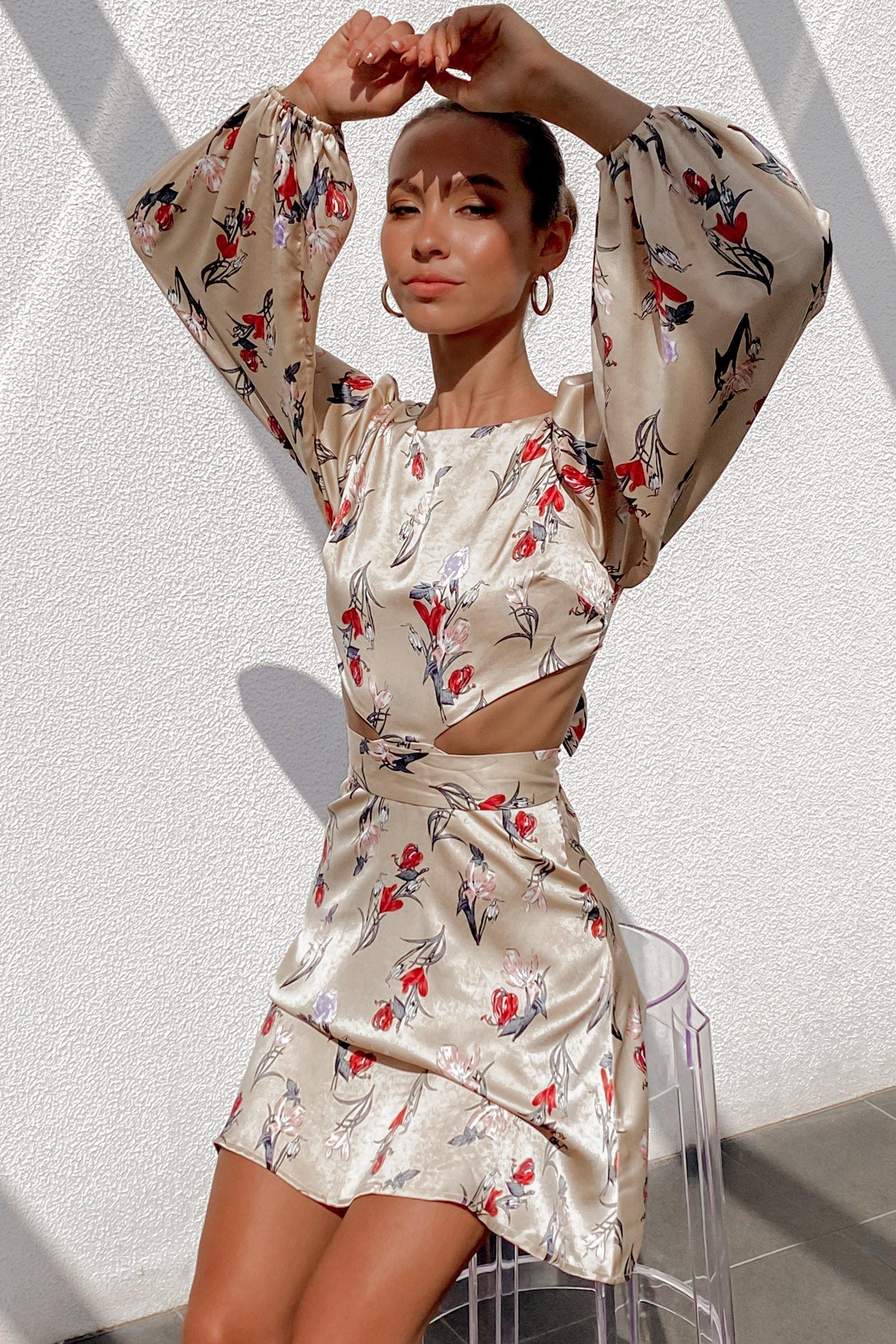 Eddie Dress, BEIGE, DRESSES, FLORAL, PRINT, Eddie Dress only $72.00 @ MISHKAH ONLINE FASHION BOUTIQUE, Shop The Latest Women's Dresses - Our New Eddie Dress is only $72.00, @ MISHKAH ONLINE FASHION BOUTIQUE-MISHKAH