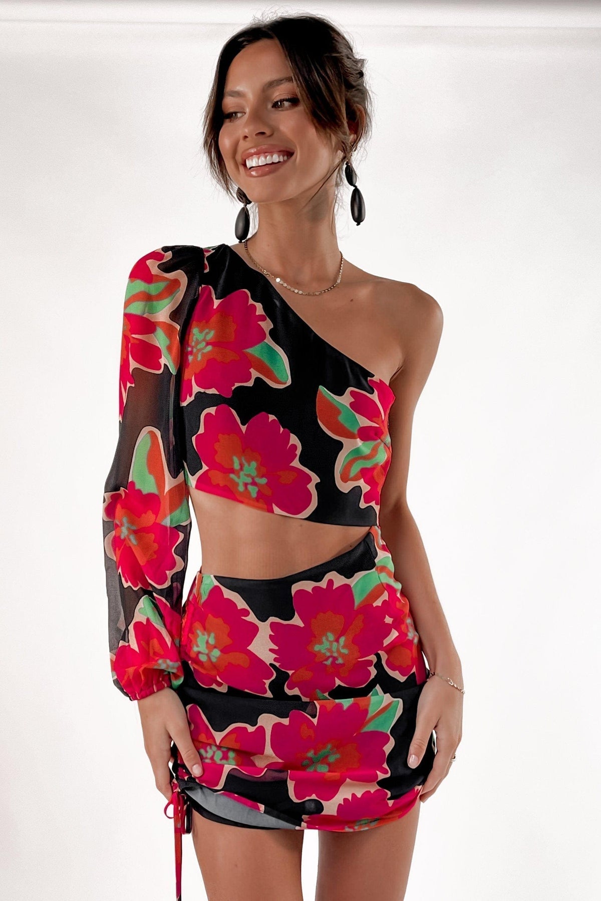 Edenn Dress, BLACK, CUT OUT, DRESS, DRESSES, FLORAL, GOING OUT, LONG SLEEVE, MINI DRESS, NEW ARRIVALS, ONE SHOULDER, ONE SLEEVE, RED, Sale, Edenn Dress only $136.00 @ MISHKAH ONLINE FASHION BOUTIQUE, Shop The Latest Women&#39;s Dresses - Our New Edenn Dress is only $136.00, @ MISHKAH ONLINE FASHION BOUTIQUE-MISHKAH