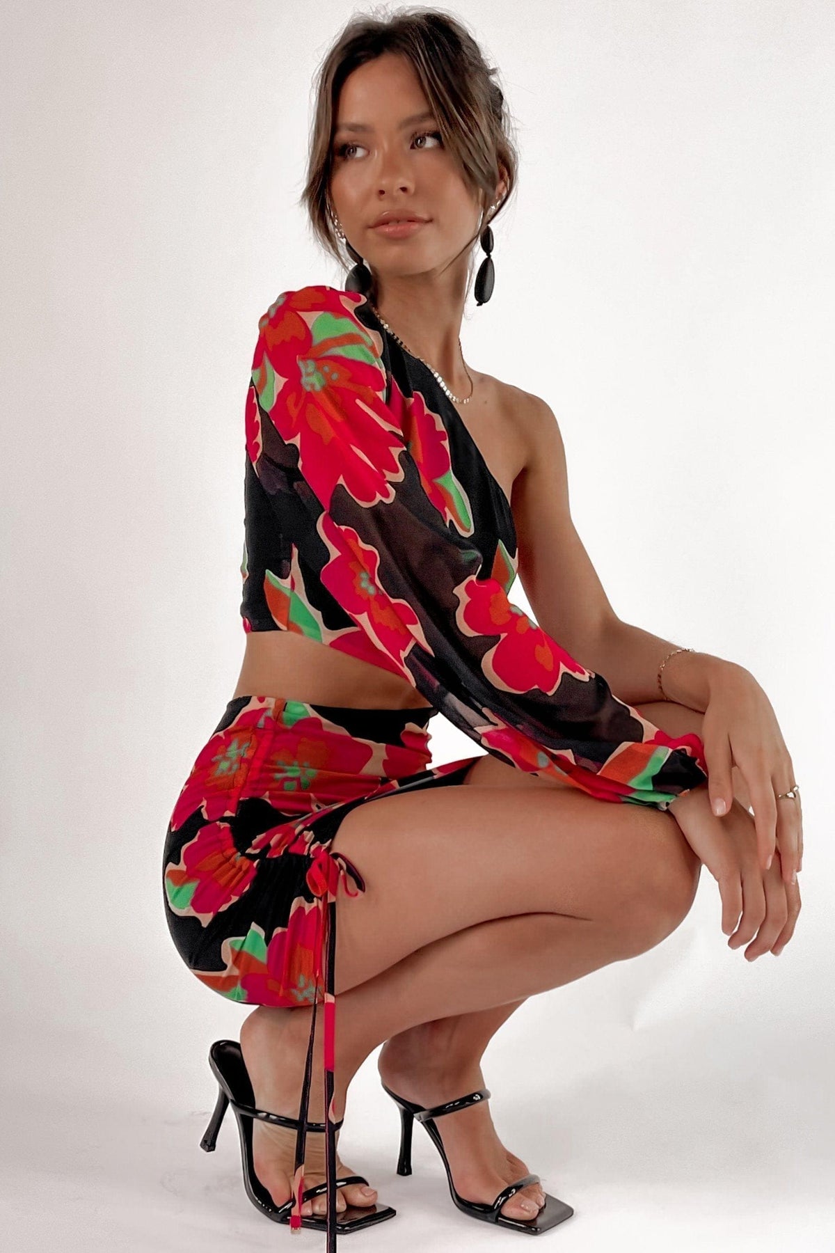 Edenn Dress, BLACK, CUT OUT, DRESS, DRESSES, FLORAL, GOING OUT, LONG SLEEVE, MINI DRESS, NEW ARRIVALS, ONE SHOULDER, ONE SLEEVE, RED, Sale, Edenn Dress only $136.00 @ MISHKAH ONLINE FASHION BOUTIQUE, Shop The Latest Women&#39;s Dresses - Our New Edenn Dress is only $136.00, @ MISHKAH ONLINE FASHION BOUTIQUE-MISHKAH