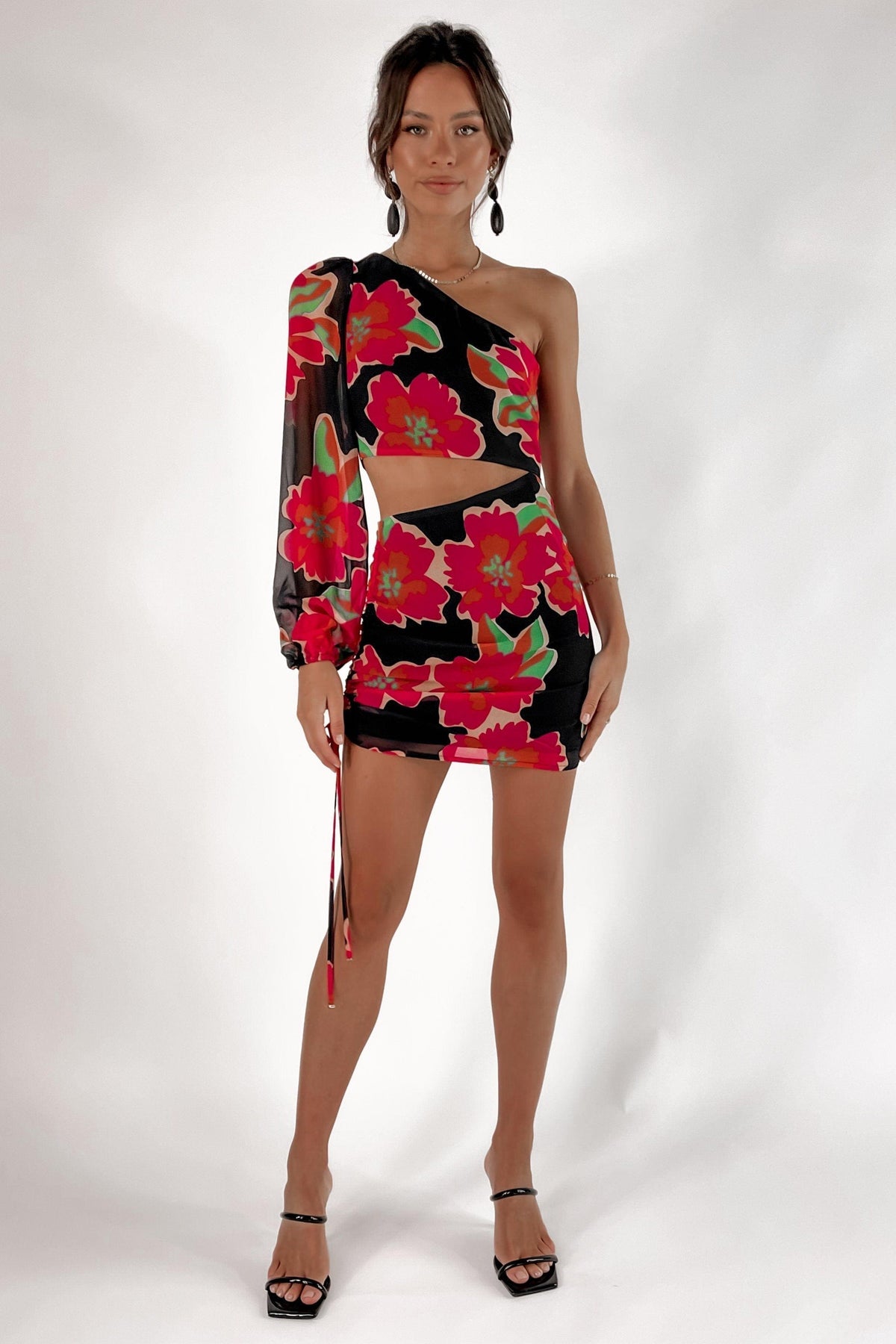 Edenn Dress, BLACK, CUT OUT, DRESS, DRESSES, FLORAL, GOING OUT, LONG SLEEVE, MINI DRESS, NEW ARRIVALS, ONE SHOULDER, ONE SLEEVE, RED, Sale, Edenn Dress only $136.00 @ MISHKAH ONLINE FASHION BOUTIQUE, Shop The Latest Women&#39;s Dresses - Our New Edenn Dress is only $136.00, @ MISHKAH ONLINE FASHION BOUTIQUE-MISHKAH