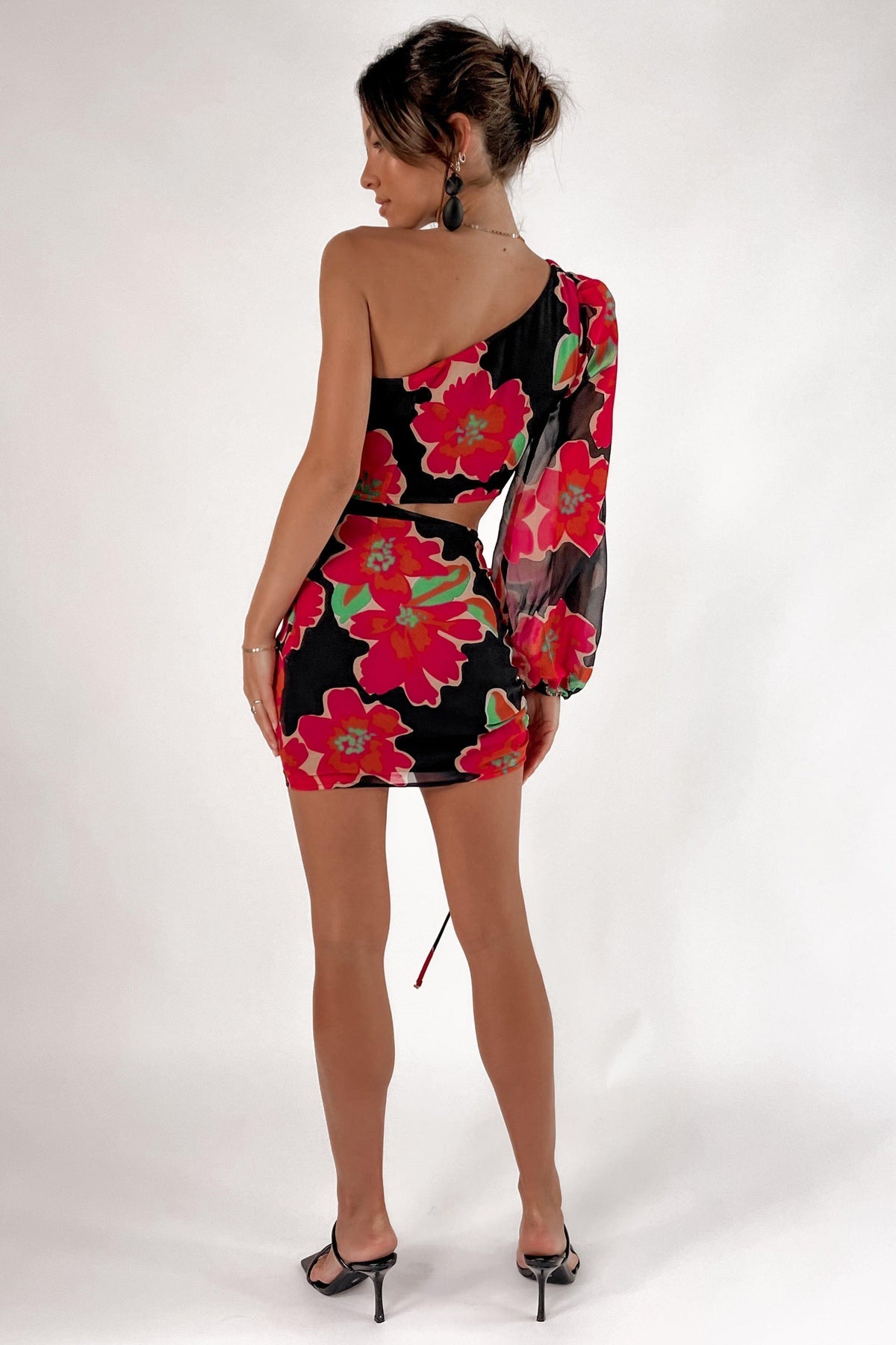 Edenn Dress, BLACK, CUT OUT, DRESS, DRESSES, FLORAL, GOING OUT, LONG SLEEVE, MINI DRESS, NEW ARRIVALS, ONE SHOULDER, ONE SLEEVE, RED, Sale, Edenn Dress only $136.00 @ MISHKAH ONLINE FASHION BOUTIQUE, Shop The Latest Women&#39;s Dresses - Our New Edenn Dress is only $136.00, @ MISHKAH ONLINE FASHION BOUTIQUE-MISHKAH