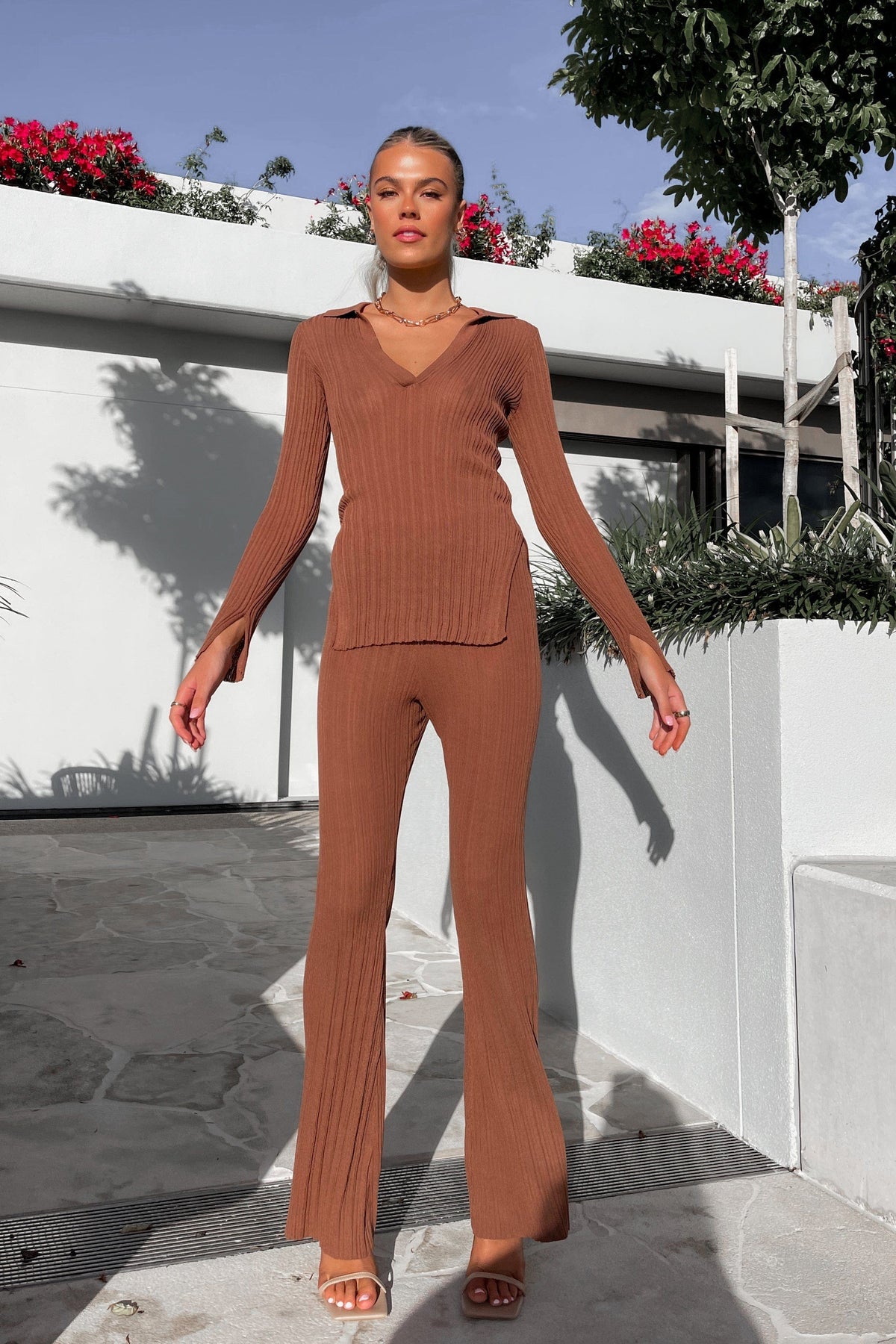Elenor Pants, BOTTOMS, BROWN, HIGH WAISTED, HIGH WAISTED PANTS, new arrivals, NYLON AND VISCOSE, PANTS, VISCOSE &amp; NYLON, VISCOSE AND NYLON, , -MISHKAH