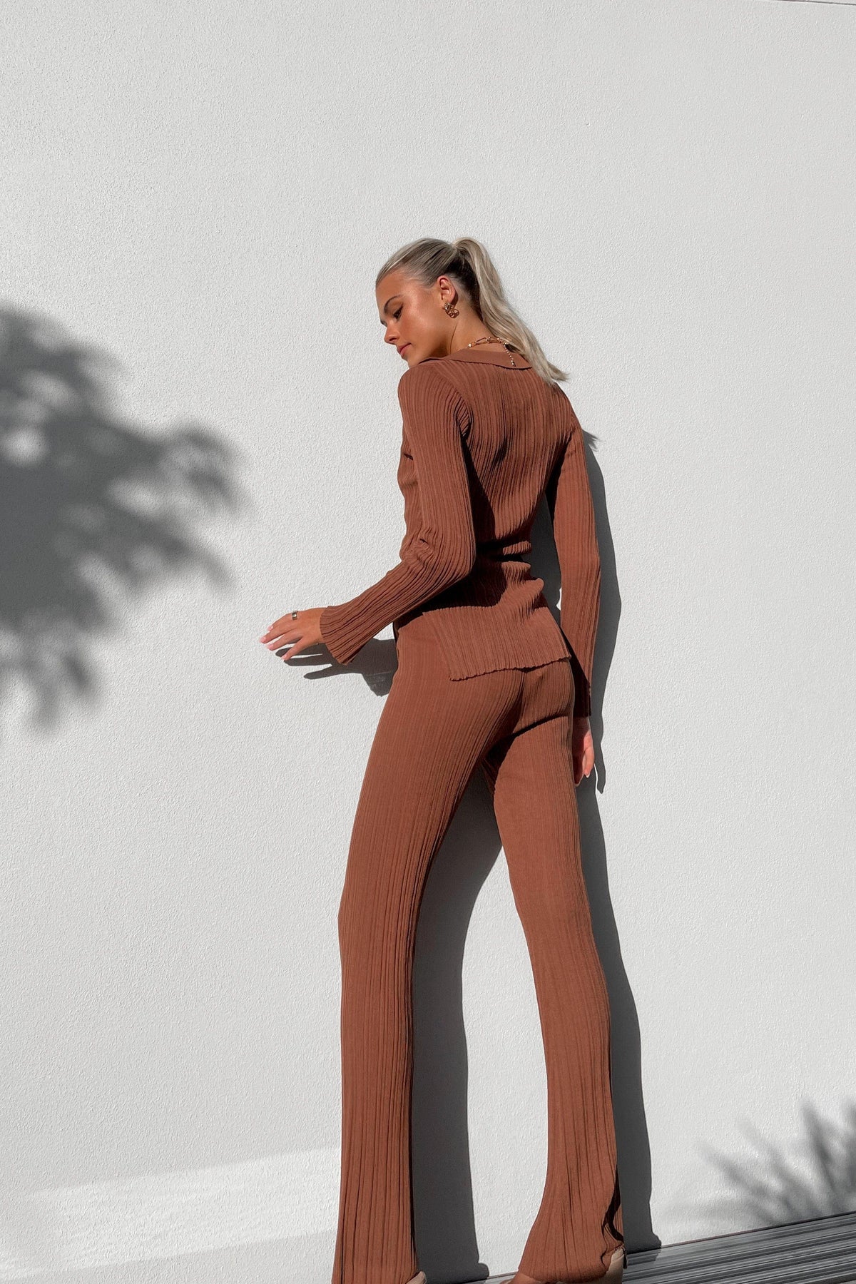 Elenor Pants, BOTTOMS, BROWN, HIGH WAISTED, HIGH WAISTED PANTS, new arrivals, NYLON AND VISCOSE, PANTS, VISCOSE &amp; NYLON, VISCOSE AND NYLON, , -MISHKAH