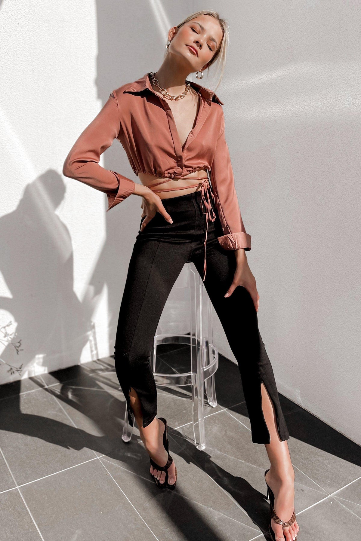 Eli Top, BROWN, LONG SLEEVE, PINK, ROSE, Sale, TOPS, Our New Eli Top Is Now Only $50.00 Exclusive At Mishkah, Our New Eli Top is now only $50.00-We Have The Latest Women&#39;s Tops @ Mishkah Online Fashion Boutique-MISHKAH