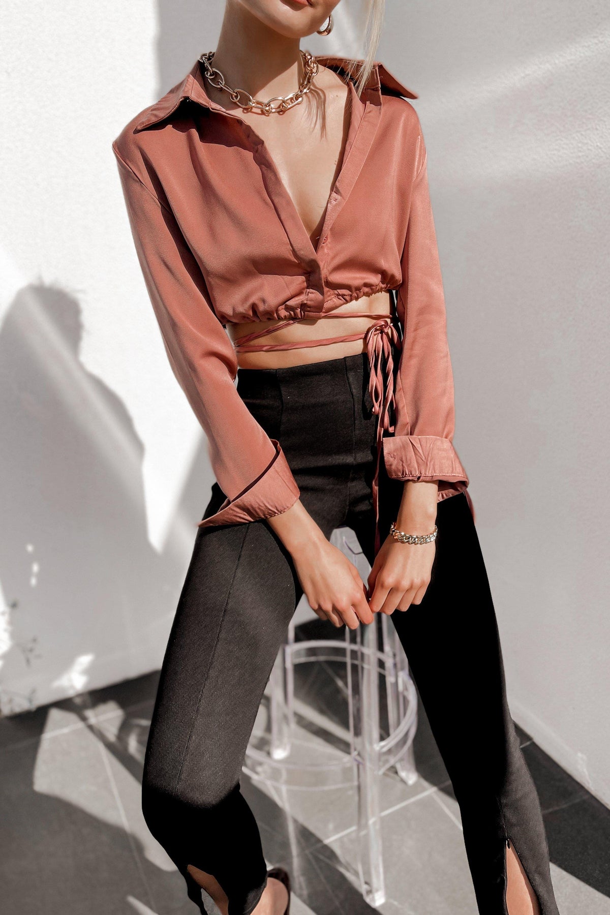 Eli Top, BROWN, LONG SLEEVE, PINK, ROSE, Sale, TOPS, Our New Eli Top Is Now Only $50.00 Exclusive At Mishkah, Our New Eli Top is now only $50.00-We Have The Latest Women&#39;s Tops @ Mishkah Online Fashion Boutique-MISHKAH