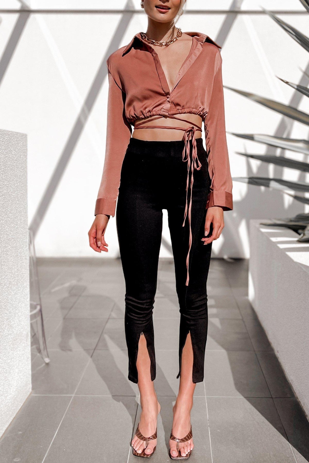 Eli Top, BROWN, LONG SLEEVE, PINK, ROSE, Sale, TOPS, Our New Eli Top Is Now Only $50.00 Exclusive At Mishkah, Our New Eli Top is now only $50.00-We Have The Latest Women&#39;s Tops @ Mishkah Online Fashion Boutique-MISHKAH