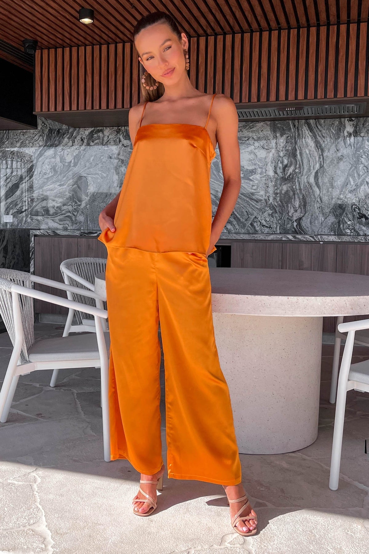 Eliane Pants, BOTTOMS, HIGH WAISTED, HIGH WAISTED PANTS, new arrivals, ORANGE, PANTS, POLYESTER, , -MISHKAH