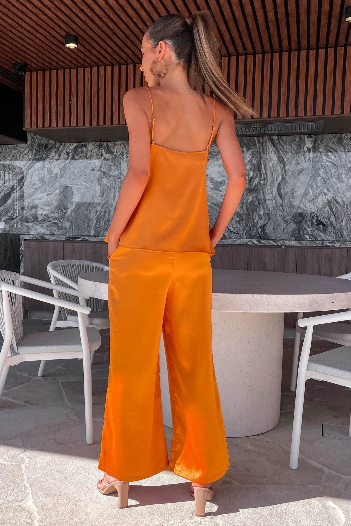 Eliane Pants, BOTTOMS, HIGH WAISTED, HIGH WAISTED PANTS, new arrivals, ORANGE, PANTS, POLYESTER, , -MISHKAH