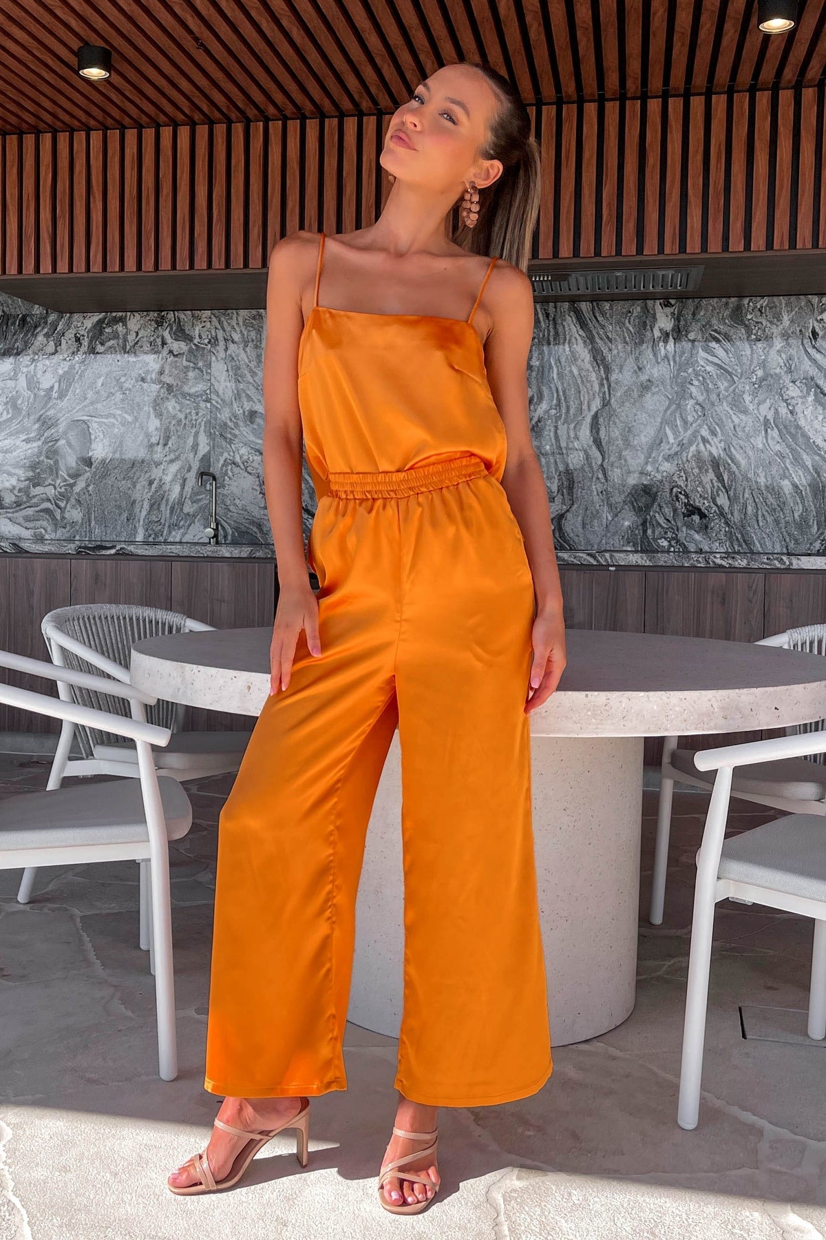 Eliane Pants, BOTTOMS, HIGH WAISTED, HIGH WAISTED PANTS, new arrivals, ORANGE, PANTS, POLYESTER, , -MISHKAH