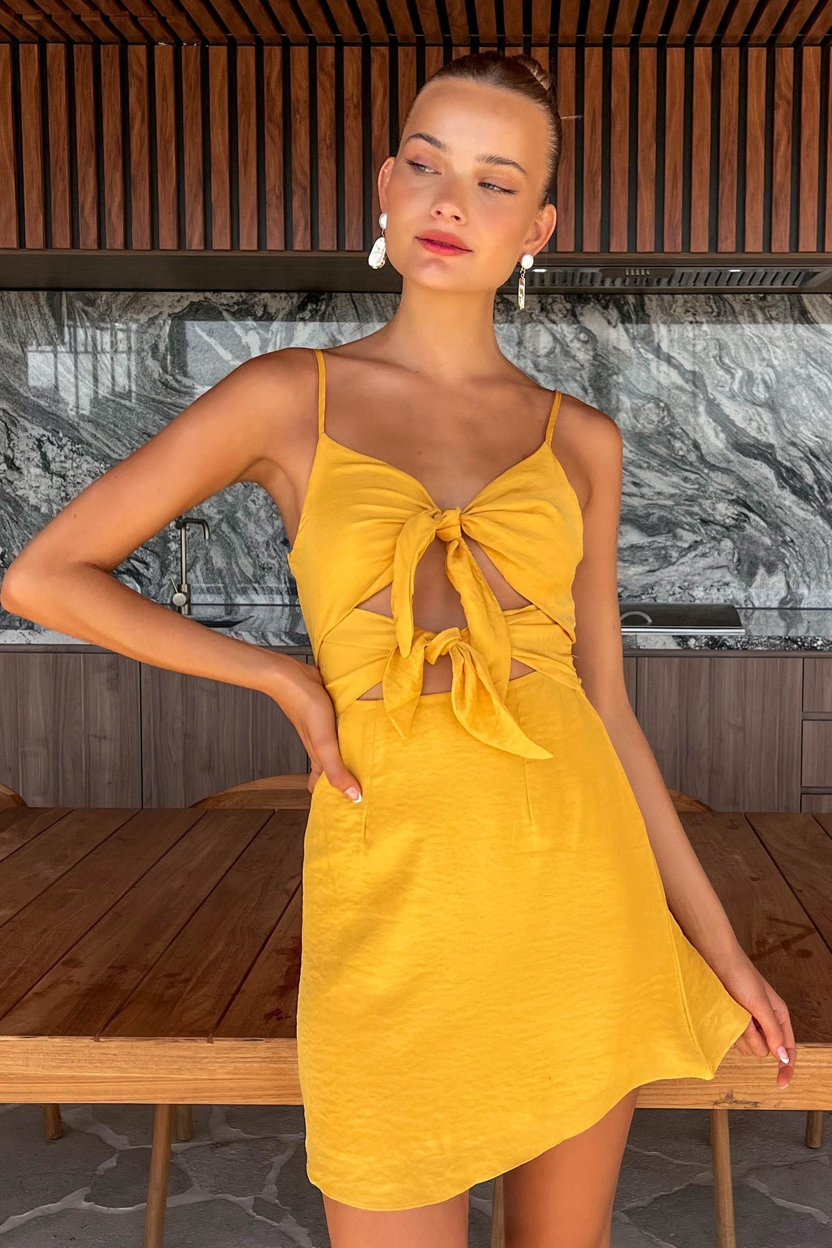 Enchante Dress, DRESS, DRESSES, MINI DRESS, new arrivals, RAYON, YELLOW, , -MISHKAH