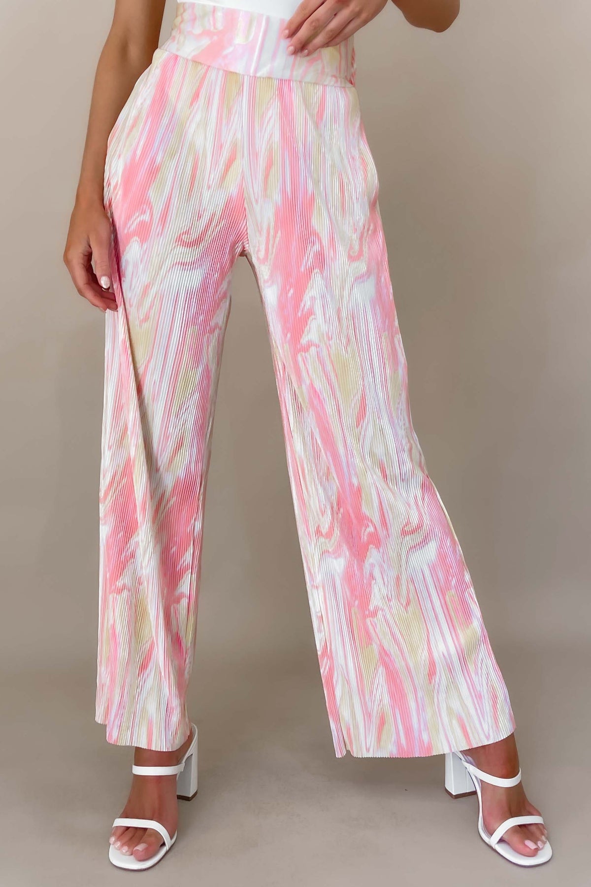 Estellia Pants, BOTTOMS, HIGH WAISTED PANTS, new arrivals, PANTS, PINK, POLYESTER, , -MISHKAH