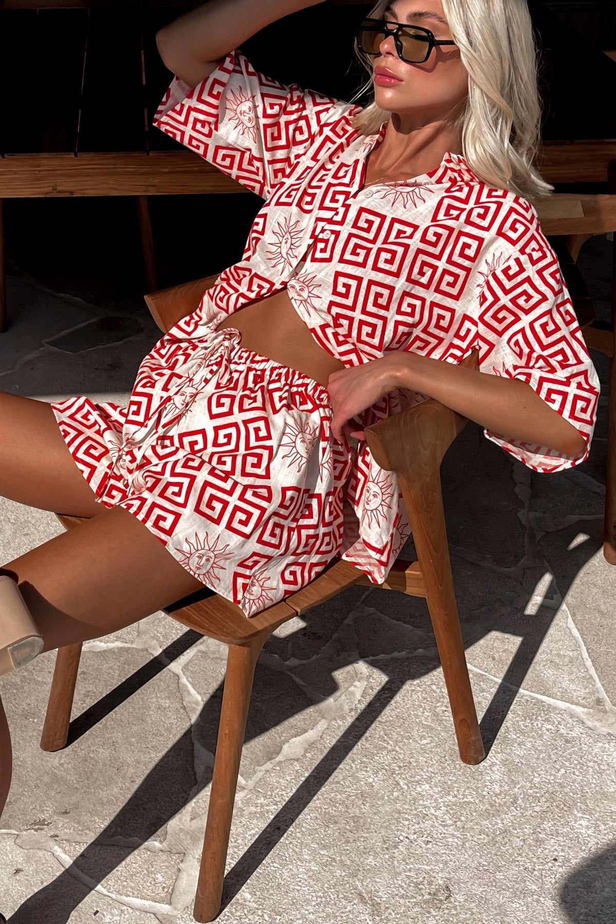 Fable Set, BOTTOMS, COTTON, new arrivals, RED, SETS, SHORTS, TOP, TOPS, , -MISHKAH