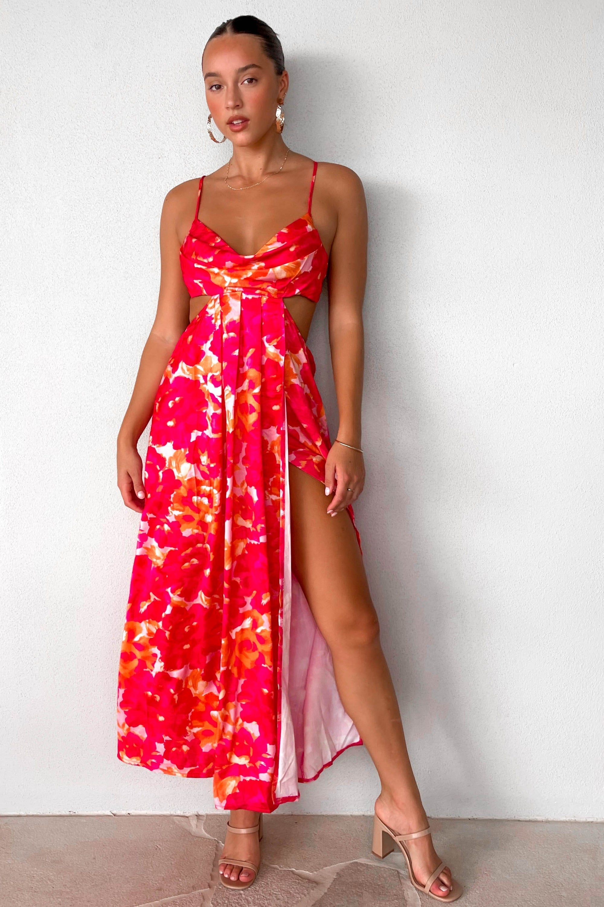 Fayella Dress, DRESS, DRESSES, MAXI DRESS, MIDI DRESS, new arrivals, PINK, POLYESTER & SPANDEX, POLYESTER AND SPANDEX, SPANDEX AND POLYESTER, , -MISHKAH