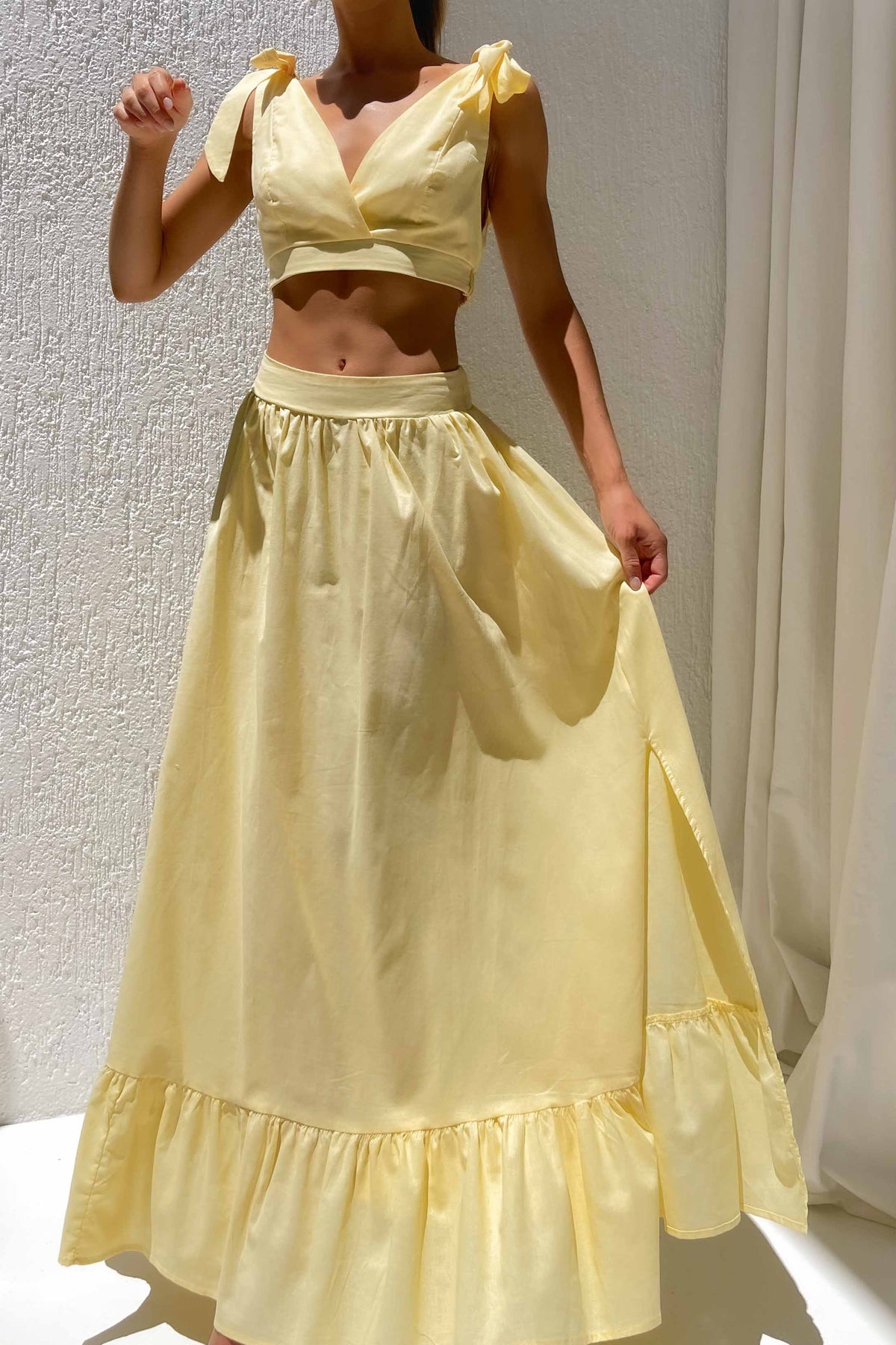 Fitria Skirt, BOTTOMS, COTTON &amp; LINEN, COTTON AND LINEN, LINEN AND COTTON, MAXI SKIRT, new arrivals, SETS, SKIRT, SKIRTS, YELLOW, , -MISHKAH