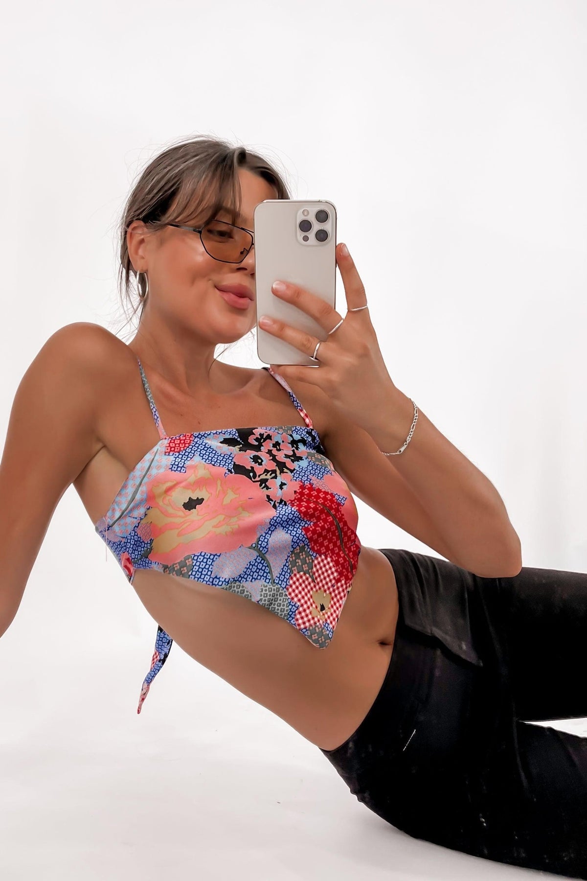 Friday Feeling Top, BLUE, CROP TOP, FLORAL, POLYESTER, Sale, TOP, Our New Friday Feeling Top Is Now Only $41.00 Exclusive At Mishkah, Our New Friday Feeling Top is now only $41.00-We Have The Latest Women&#39;s Tops @ Mishkah Online Fashion Boutique-MISHKAH
