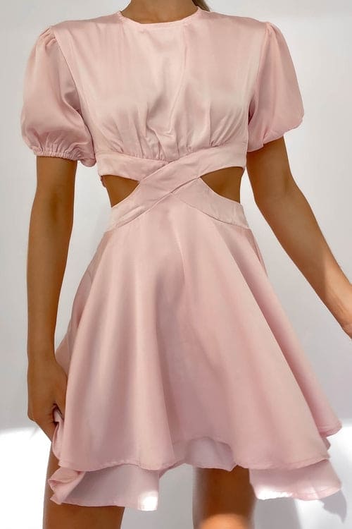 Galinia Dress, BALLOON SLEEVE, DRESS, DRESSES, MINI DRESS, NEW ARRIVALS, PINK, POLYESTER, , -MISHKAH