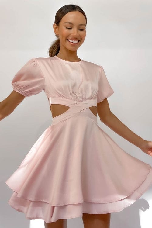 Galinia Dress, BALLOON SLEEVE, DRESS, DRESSES, MINI DRESS, NEW ARRIVALS, PINK, POLYESTER, , -MISHKAH