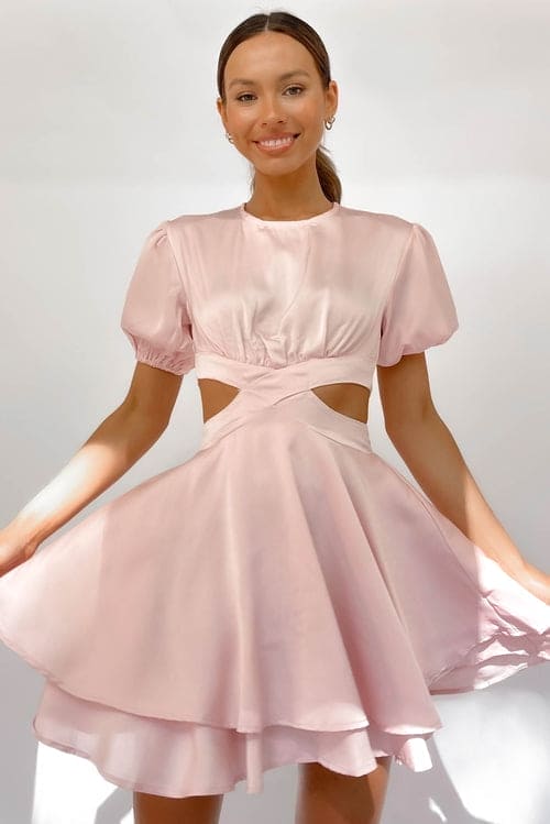 Galinia Dress, BALLOON SLEEVE, DRESS, DRESSES, MINI DRESS, NEW ARRIVALS, PINK, POLYESTER, , -MISHKAH