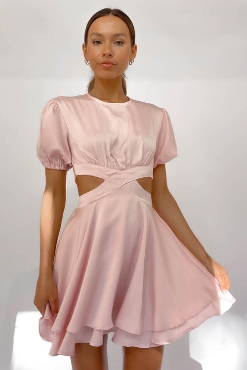 Galinia Dress, BALLOON SLEEVE, DRESS, DRESSES, MINI DRESS, NEW ARRIVALS, PINK, POLYESTER, , -MISHKAH