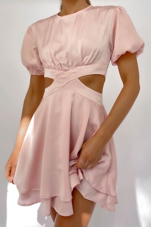 Galinia Dress, BALLOON SLEEVE, DRESS, DRESSES, MINI DRESS, NEW ARRIVALS, PINK, POLYESTER, , -MISHKAH