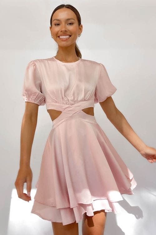 Galinia Dress, BALLOON SLEEVE, DRESS, DRESSES, MINI DRESS, NEW ARRIVALS, PINK, POLYESTER, , -MISHKAH