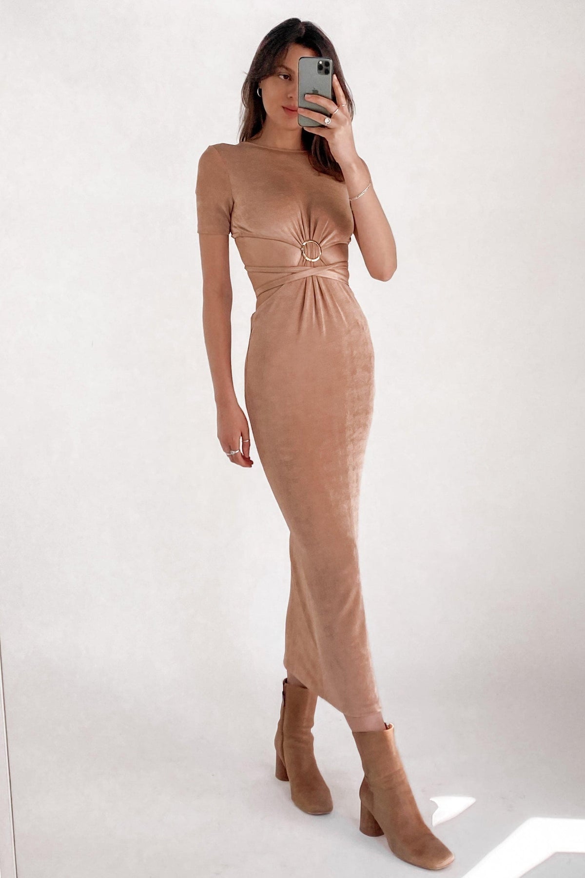 Goldie Dress, BEIGE, DRESS, DRESSES, MIDI DRESS, NEW ARRIVALS, POLYESTER, Sale, TIE UP, WAIST TIE, WRAP, Goldie Dress only $71.00 @ MISHKAH ONLINE FASHION BOUTIQUE, Shop The Latest Women&#39;s Dresses - Our New Goldie Dress is only $71.00, @ MISHKAH ONLINE FASHION BOUTIQUE-MISHKAH