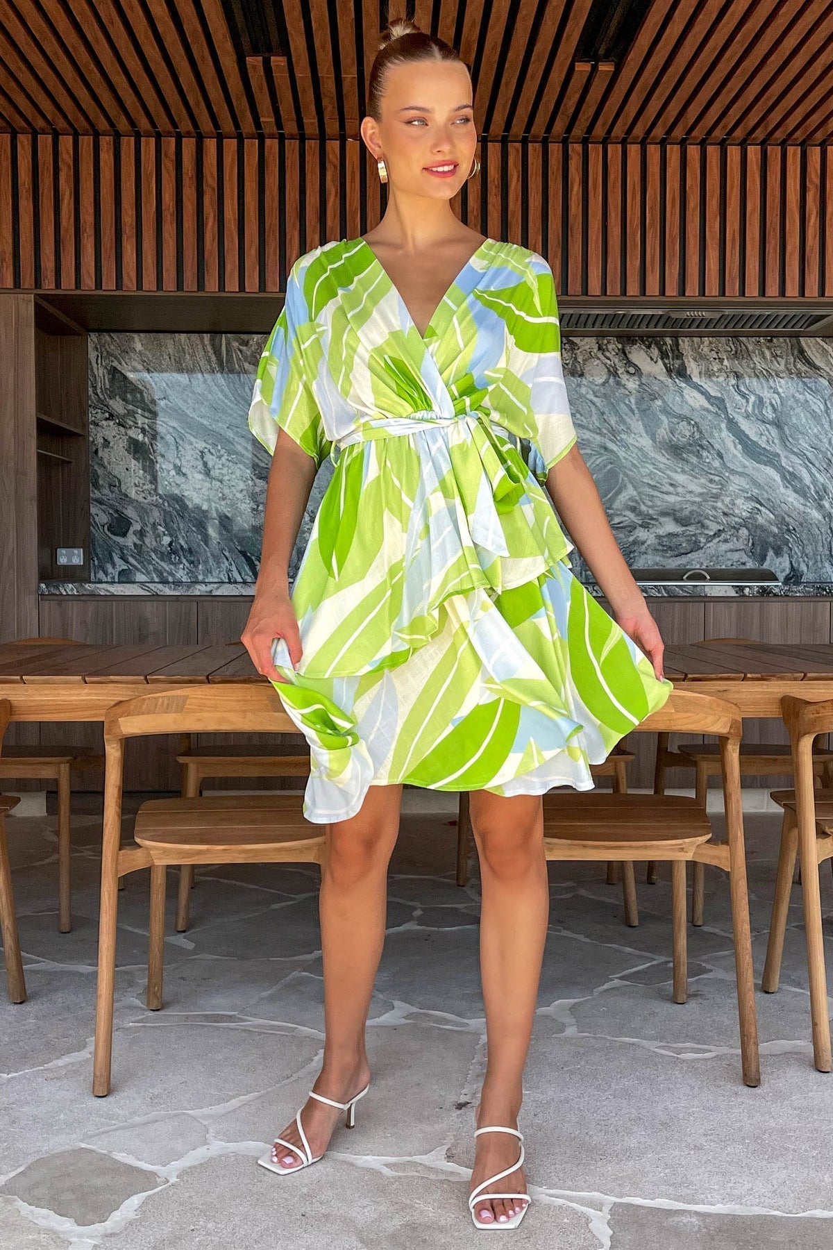 Graham Dress, DRESS, DRESSES, GREEN, LONG SLEEVE, MIDI DRESS, new arrivals, RAYON, WAIST TIE, , -MISHKAH