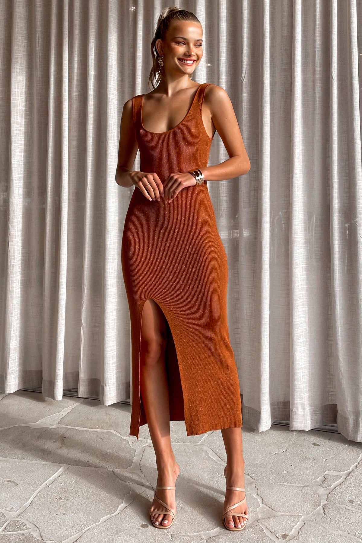 Janelle Dress, BODYCON, BROWN, DRESS, DRESSES, MAXI DRESS, new arrivals, VISCOSE AND NYLON AND POLYESTER, , -MISHKAH