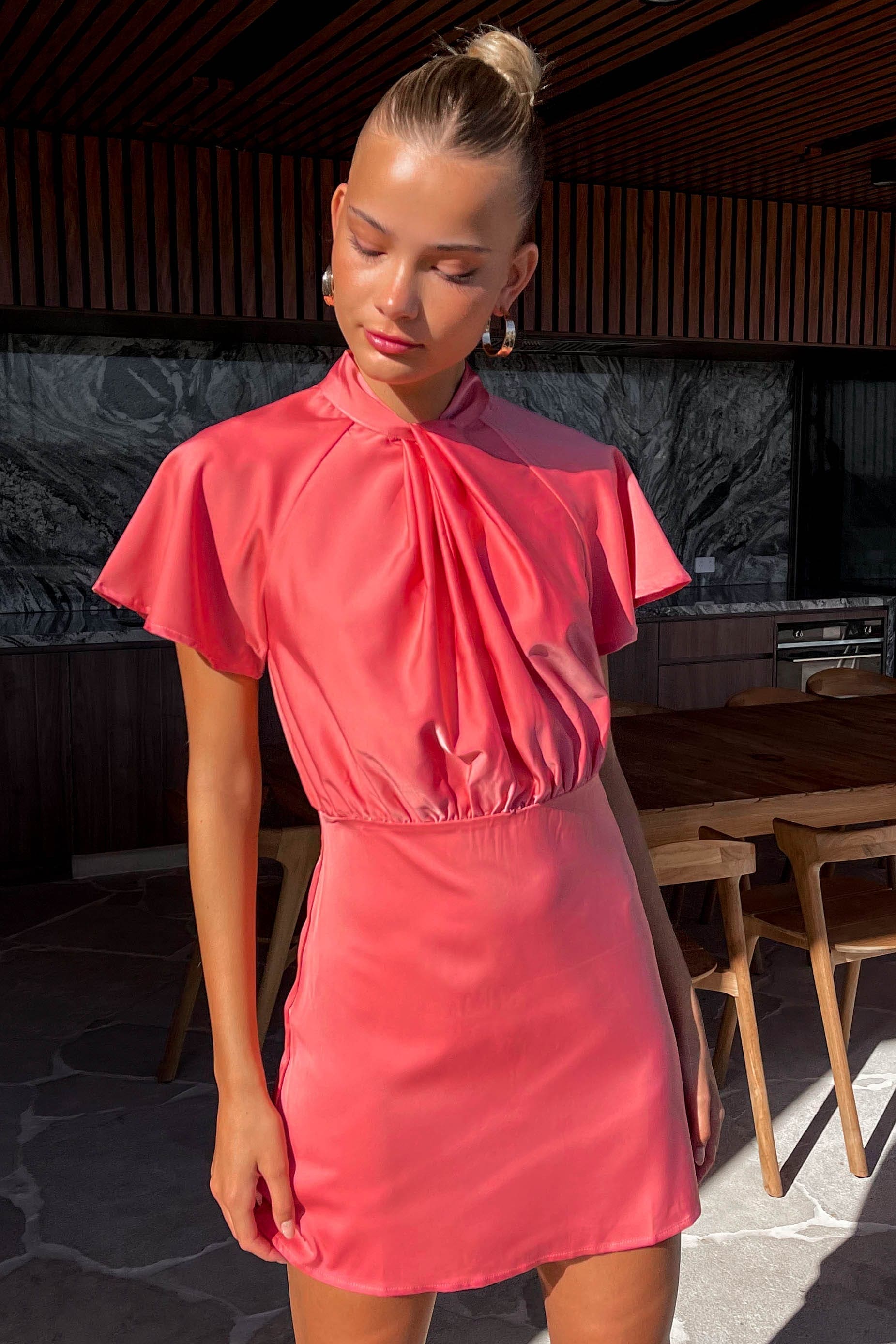 Jaselle Dress, COTTON & POLYESTER, COTTON AND POLYESTER, DRESS, DRESSES, MINI DRESS, new arrivals, PINK, POLYESTER AND COTTON, , -MISHKAH
