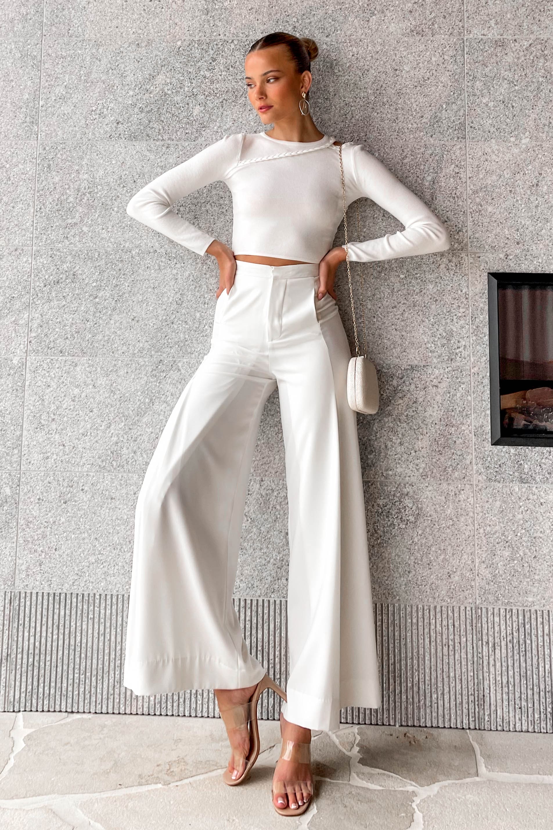 Javana Top, BASIC TOPS, CASUAL TOPS, CROP TOP, CROP TOPS, LONG SLEEVE, new arrivals, TOP, TOPS, VISCOSE AND NYLON AND POLYESTER, WHITE, , -MISHKAH