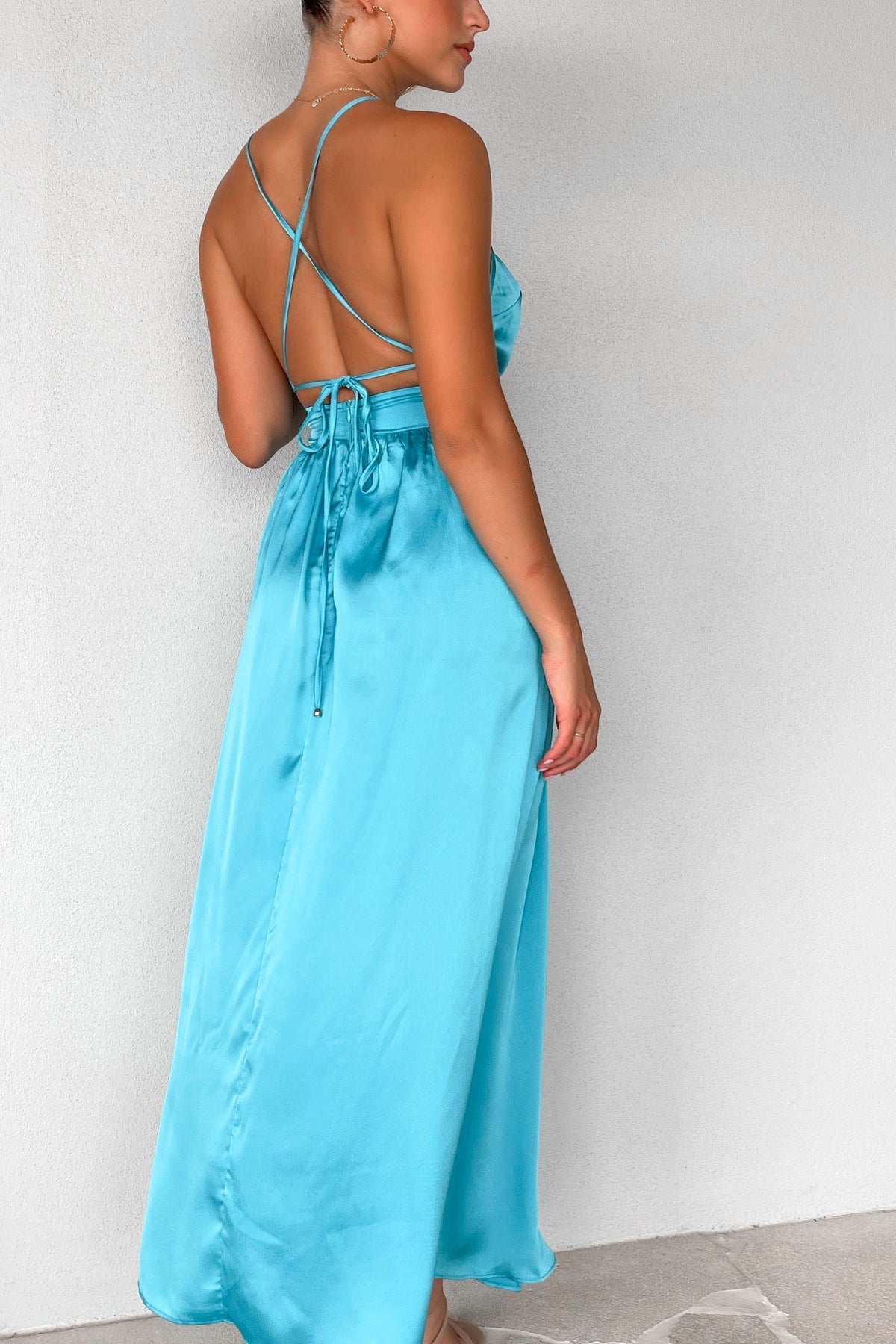 Kaylan Dress, BLUE, DRESS, DRESSES, MAXI DRESS, MIDI DRESS, new arrivals, POLYESTER, , -MISHKAH