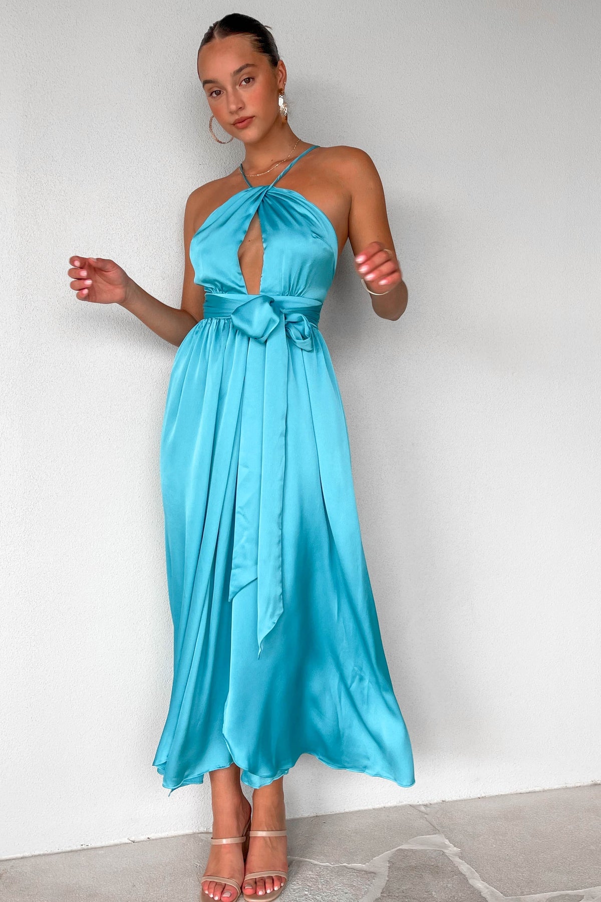 Kaylan Dress, BLUE, DRESS, DRESSES, MAXI DRESS, MIDI DRESS, new arrivals, POLYESTER, , -MISHKAH