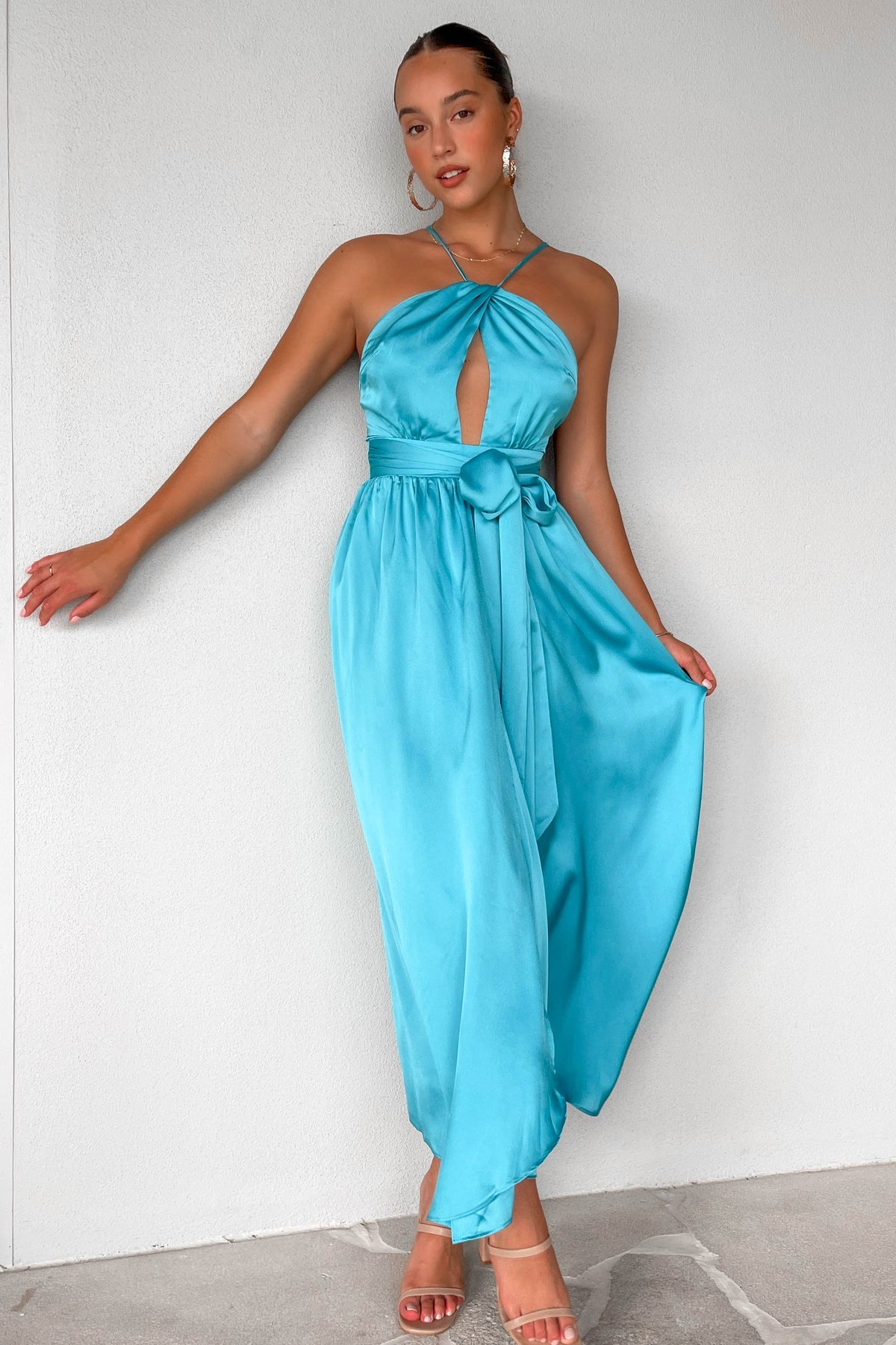 Kaylan Dress, BLUE, DRESS, DRESSES, MAXI DRESS, MIDI DRESS, new arrivals, POLYESTER, , -MISHKAH