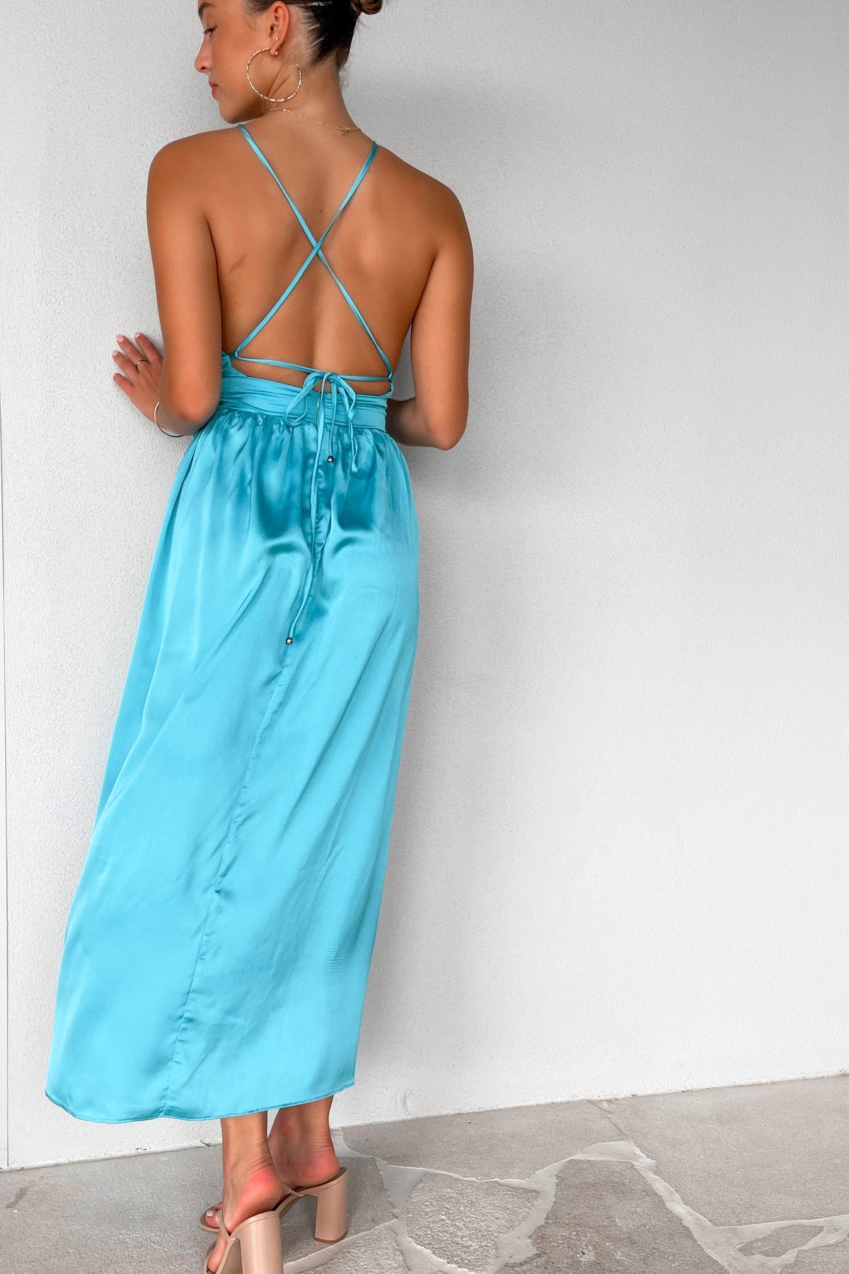 Kaylan Dress, BLUE, DRESS, DRESSES, MAXI DRESS, MIDI DRESS, new arrivals, POLYESTER, , -MISHKAH