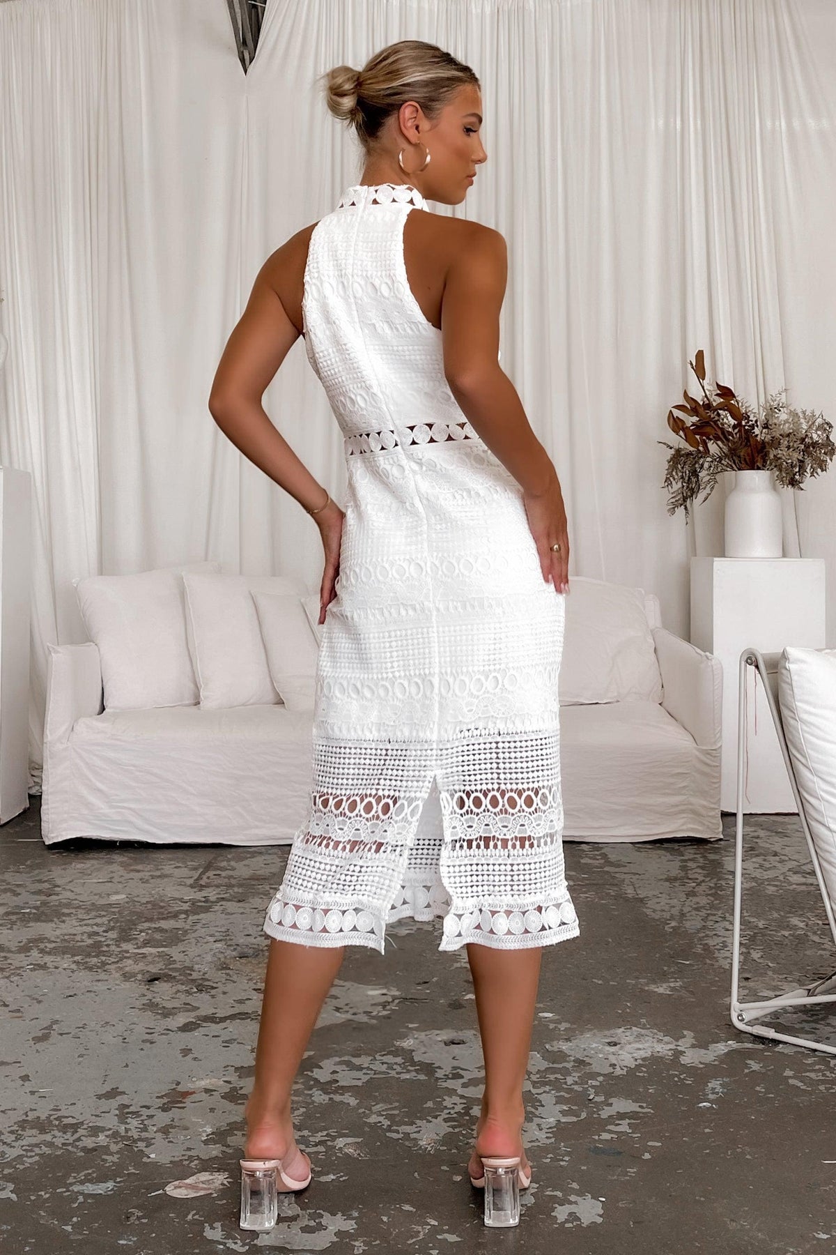 Keanu Dress, DRESS, DRESSES, HIGH NECK, LACE, MIDI DRESS, POLYESTER, Sale, VINTAGE, WHITE, Keanu Dress only $121.00 @ MISHKAH ONLINE FASHION BOUTIQUE, Shop The Latest Women&#39;s Dresses - Our New Keanu Dress is only $121.00, @ MISHKAH ONLINE FASHION BOUTIQUE-MISHKAH