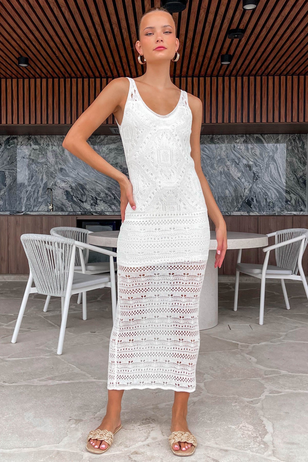 Kerran Dress, BODYCON, DRESS, DRESSES, MIDI DRESS, new arrivals, POLYESTER &amp; SPANDEX, POLYESTER AND SPANDEX, SPANDEX AND POLYESTER, WHITE, , -MISHKAH