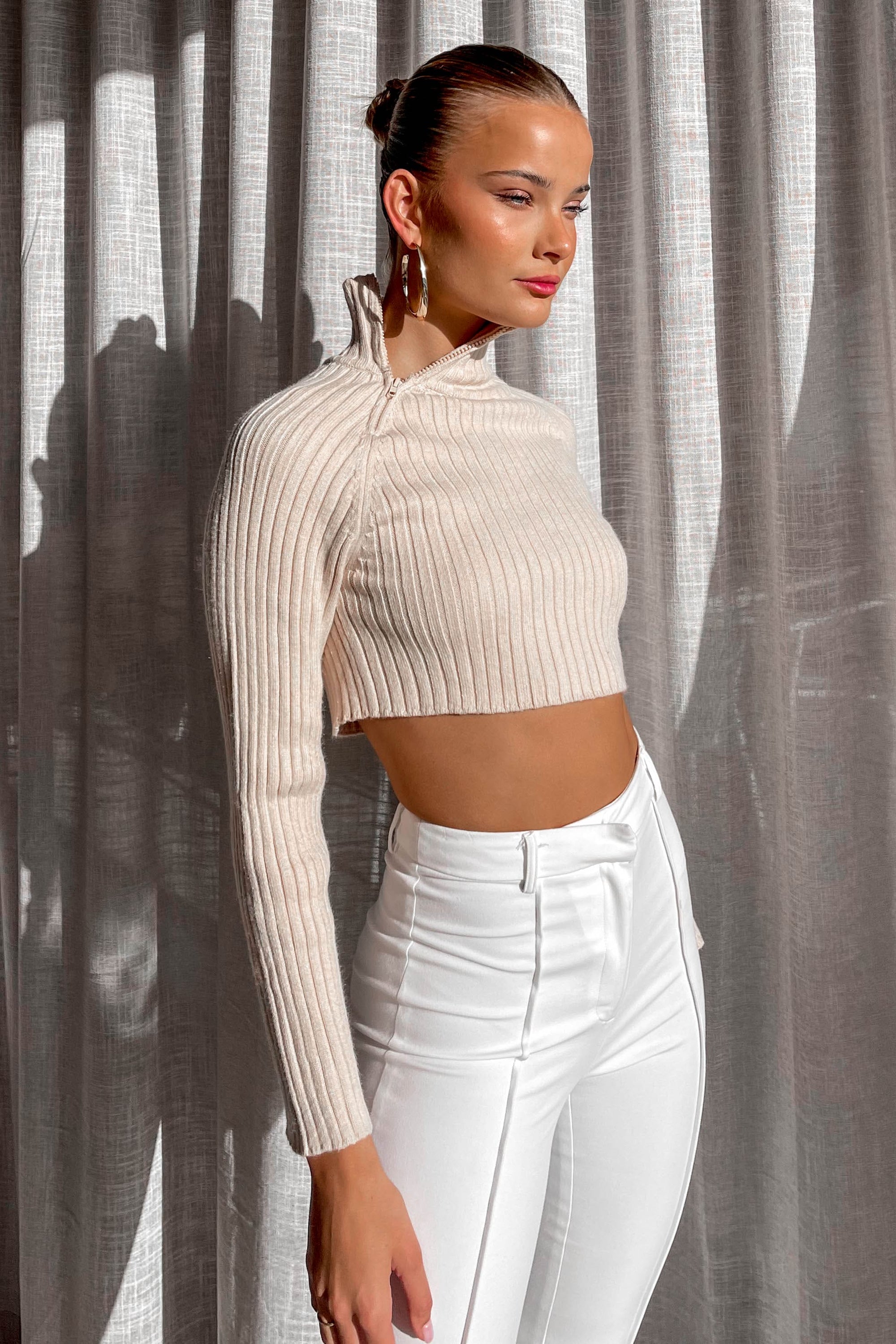 Kobie Top, BEIGE, CROP TOP, CROP TOPS, KNIT, KNITS, KNITTED, KNITWEAR, LONG SLEEVE, new arrivals, TOP, TOPS, , -MISHKAH