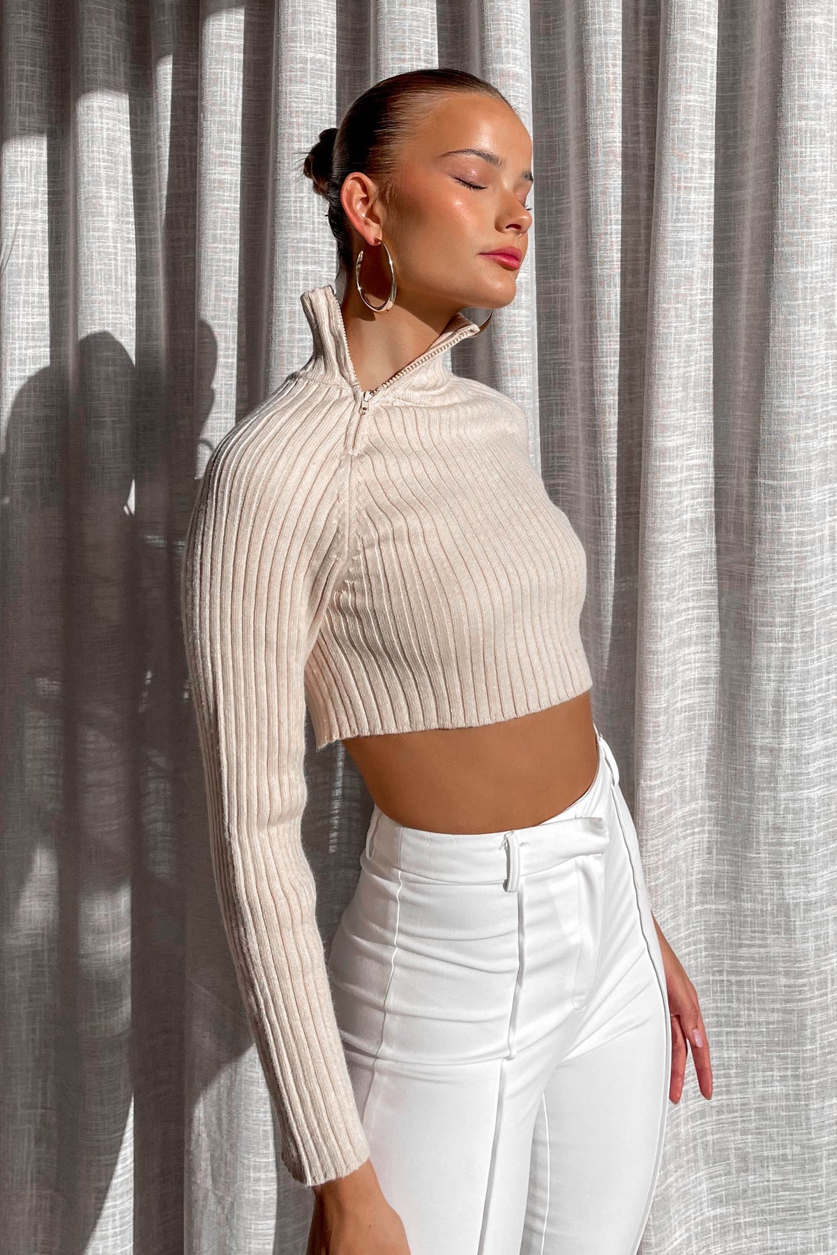 Kobie Top, BEIGE, CROP TOP, CROP TOPS, KNIT, KNITS, KNITTED, KNITWEAR, LONG SLEEVE, new arrivals, TOP, TOPS, , -MISHKAH