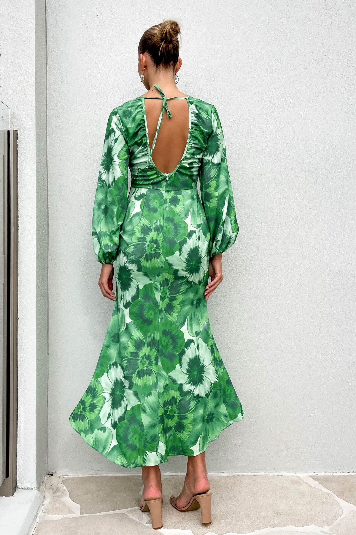 Laurina Dress, DRESS, DRESSES, GREEN, LONG SLEEVE, MAXI DRESS, new arrivals, PATTERN, POLYESTER, , -MISHKAH