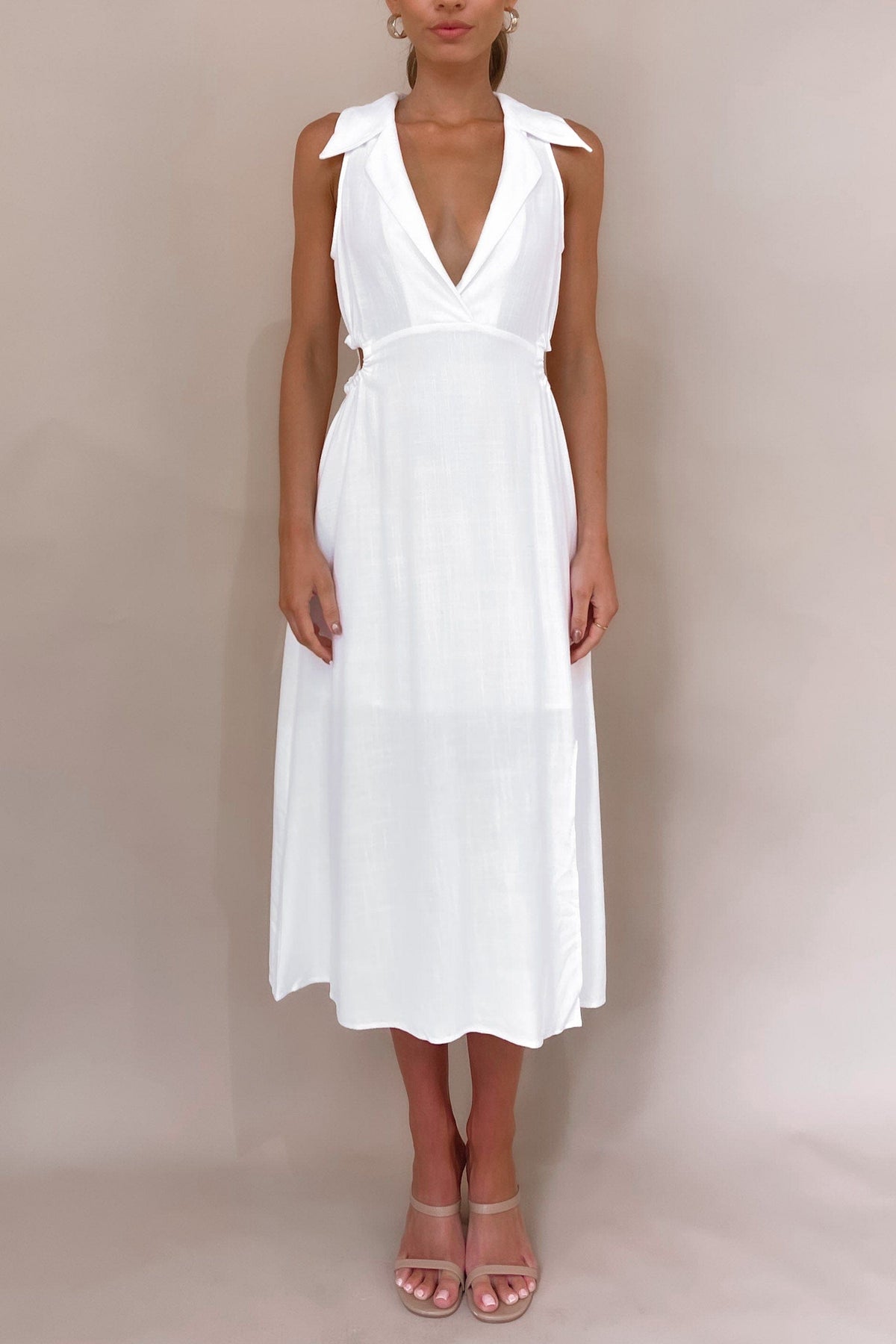 Leonora Dress, DRESS, DRESSES, LINEN, MIDI DRESS, WHITE, , -MISHKAH