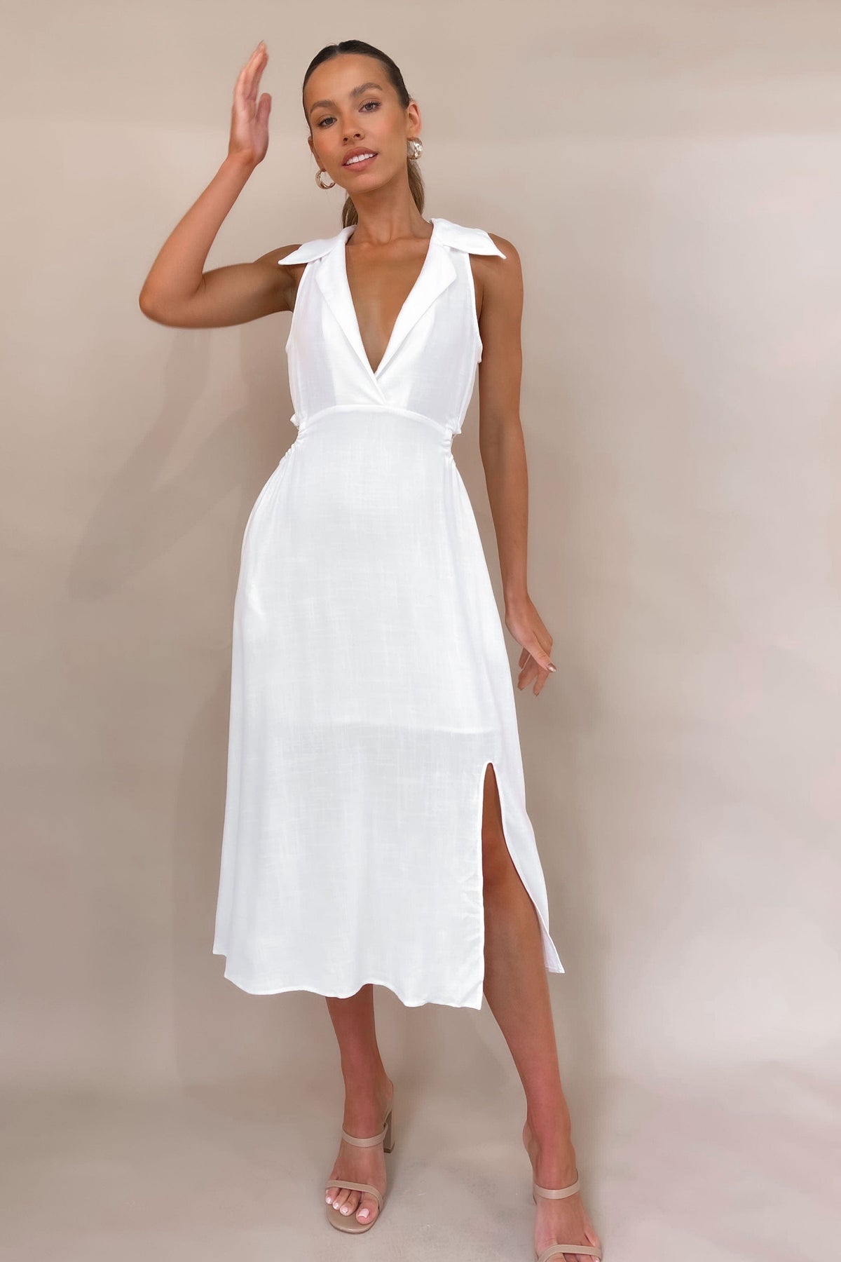 Leonora Dress, DRESS, DRESSES, LINEN, MIDI DRESS, WHITE, , -MISHKAH