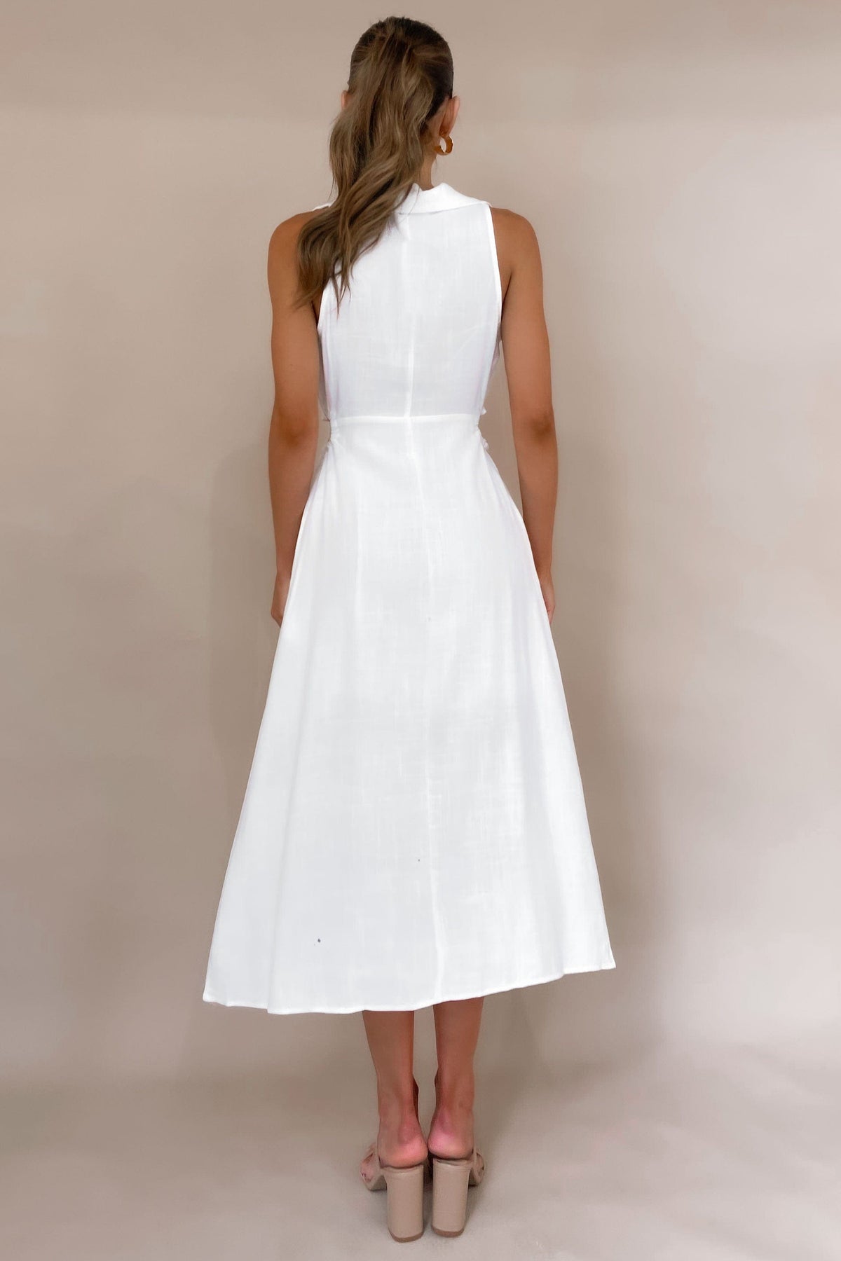 Leonora Dress, DRESS, DRESSES, LINEN, MIDI DRESS, WHITE, , -MISHKAH