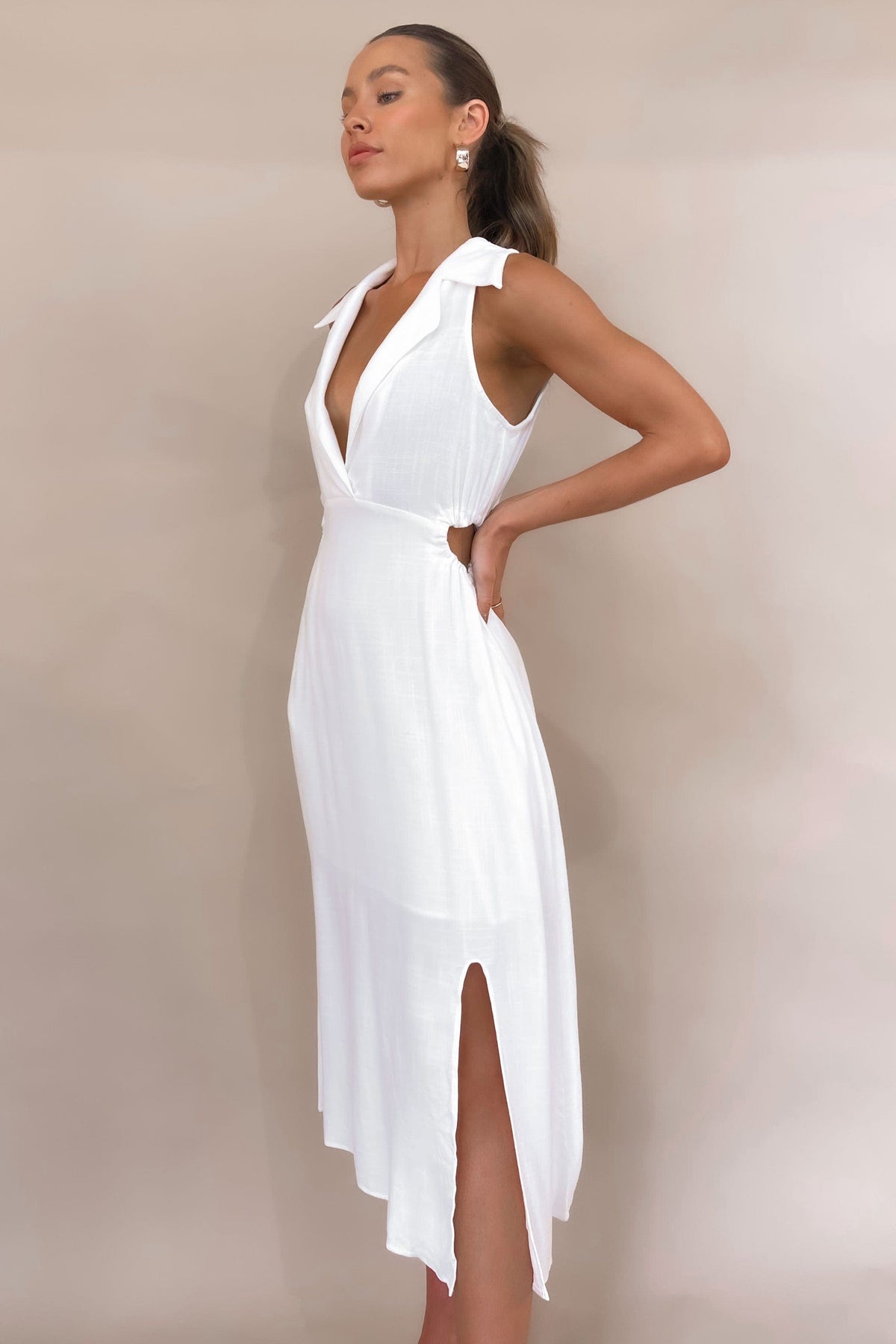 Leonora Dress, DRESS, DRESSES, LINEN, MIDI DRESS, WHITE, , -MISHKAH