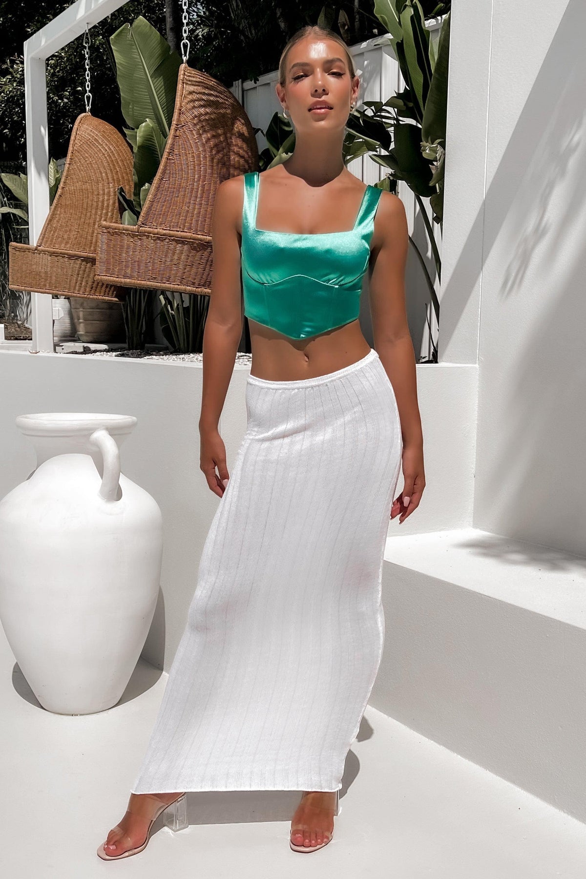 Lilian Skirt, BOTTOMS, MAXI SKIRT, NYLON, Sale, SKIRTS, VISCOSE, WHITE, , Our New Lilian Skirt is only $71.00-We Have The Latest Pants | Shorts | Skirts @ Mishkah Online Fashion Boutique-MISHKAH