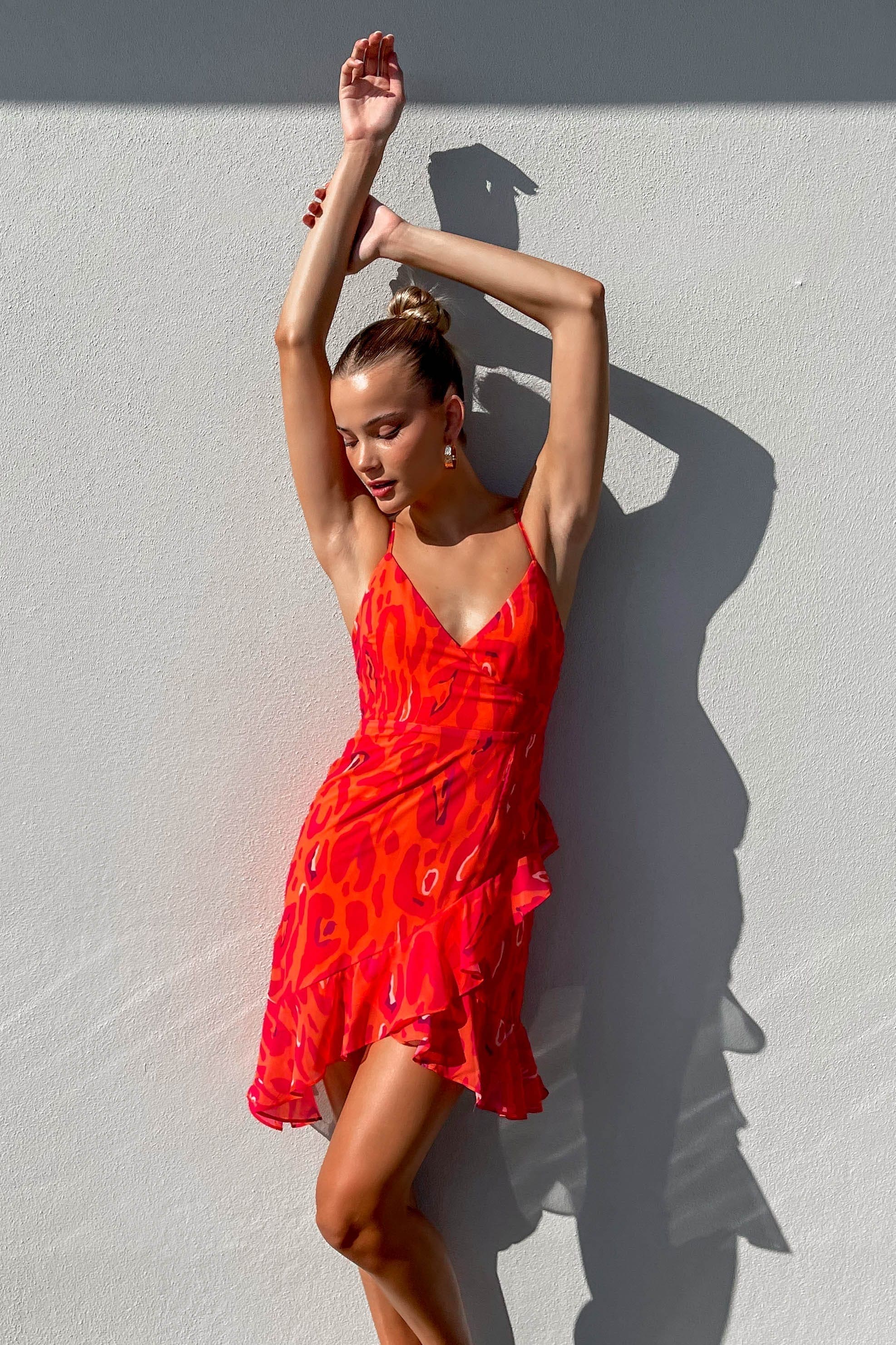 Liliany Dress, COTTON & POLYESTER, COTTON AND POLYESTER, DRESS, DRESSES, MINI DRESS, new arrivals, POLYESTER AND COTTON, RED, , -MISHKAH