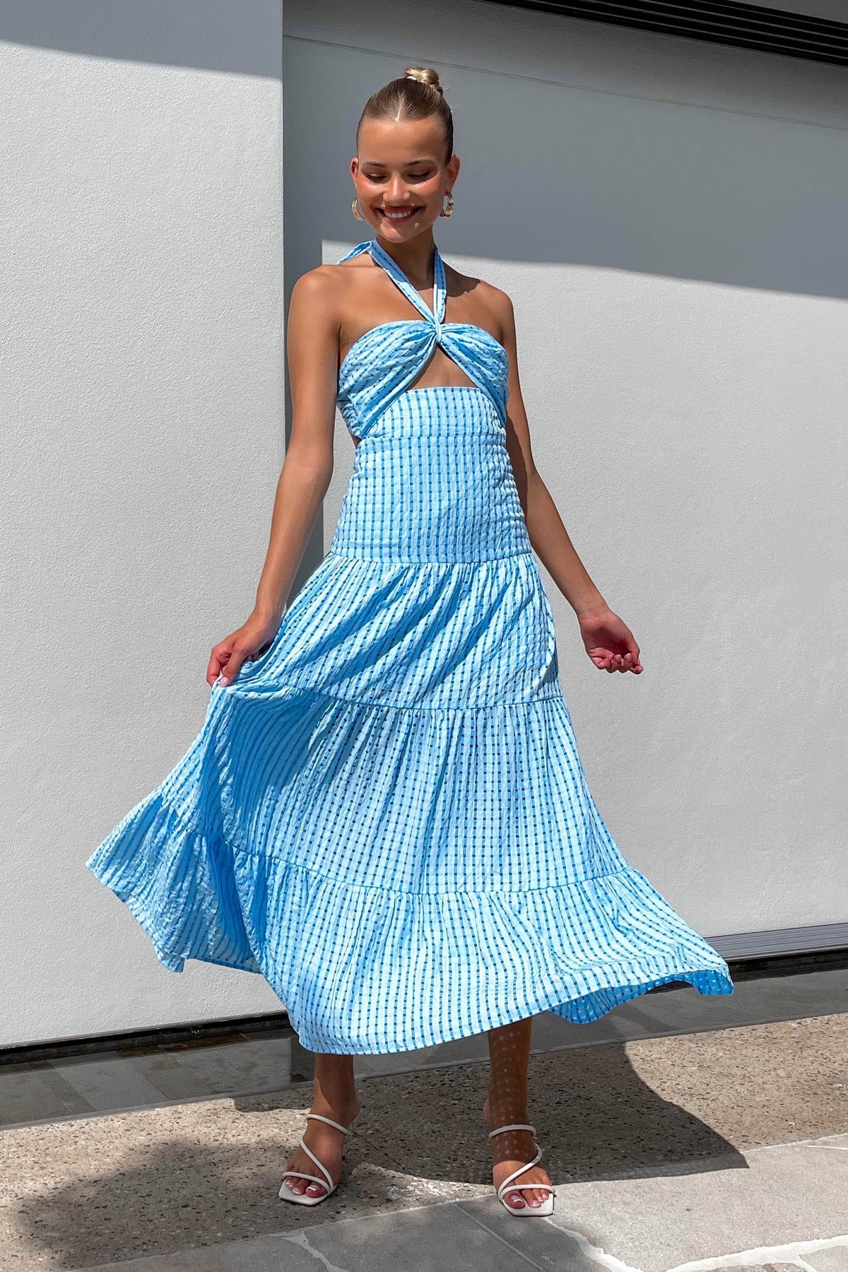 Lulani Dress, BLUE, DRESS, DRESSES, MAXI DRESS, MIDI DRESS, NEW ARRIVALS, POLYESTER, PRINT, RAYON, STRIPE, , Shop The Latest Women&#39;s Dresses - Our New Eros Dress is only $92.00, @ MISHKAH ONLINE FASHION BOUTIQUE-MISHKAH