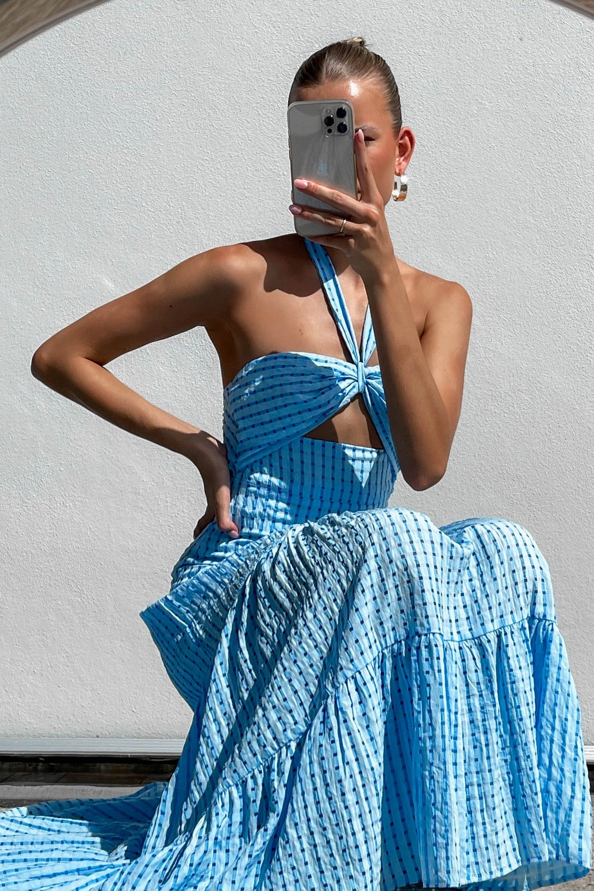 Lulani Dress, BLUE, DRESS, DRESSES, MAXI DRESS, MIDI DRESS, NEW ARRIVALS, POLYESTER, PRINT, RAYON, STRIPE, , Shop The Latest Women&#39;s Dresses - Our New Eros Dress is only $92.00, @ MISHKAH ONLINE FASHION BOUTIQUE-MISHKAH